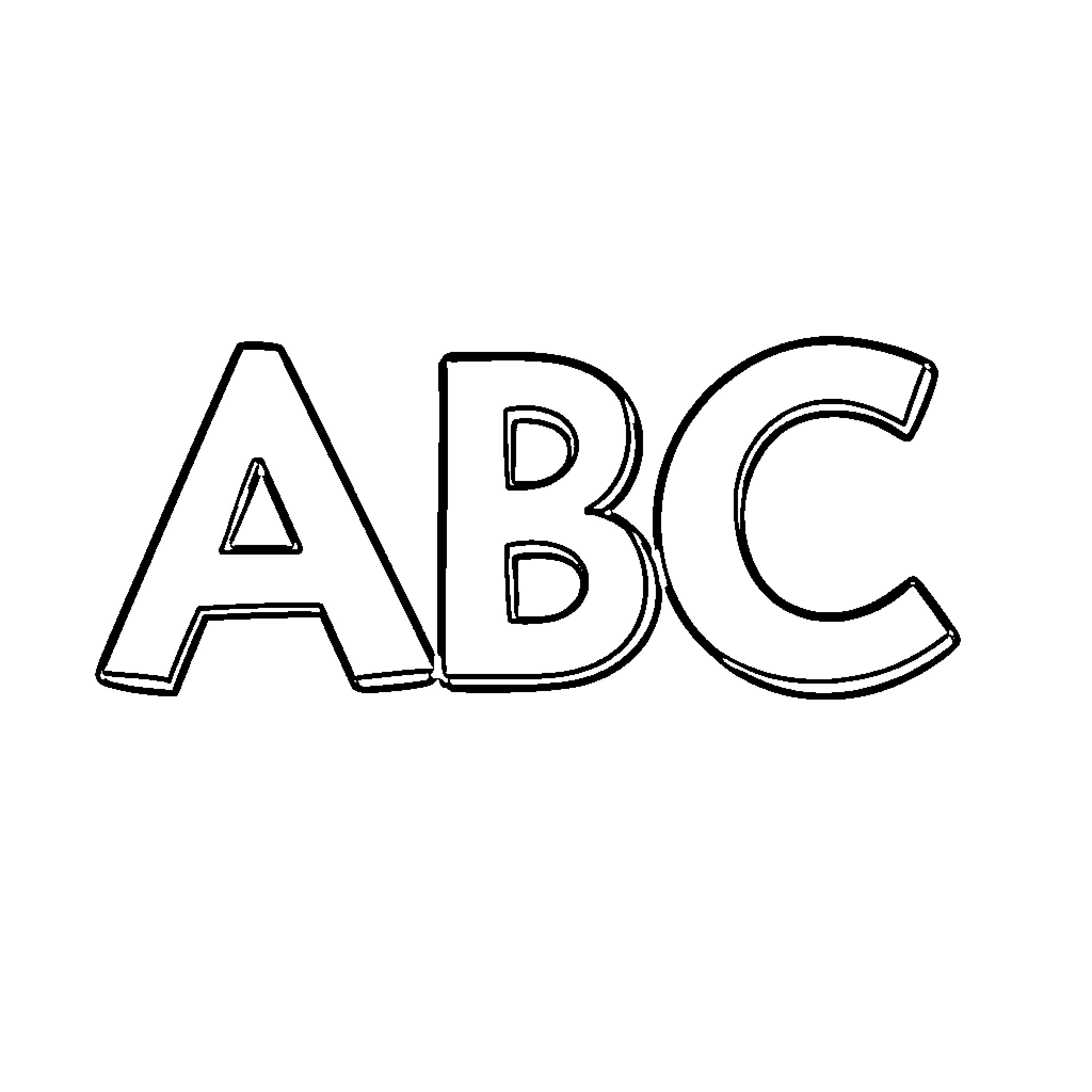 ABC letters in simple outline Coloring Page (free black-and-white line drawing printable PDF for all, from beginners to advanced learners, including children, teens, adults, and seniors)