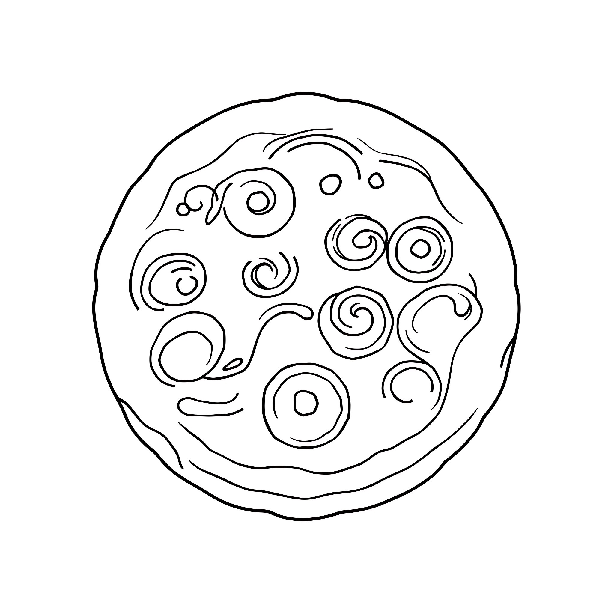 Cookie with swirly patterns Coloring Page (free black-and-white line drawing printable PDF for all, from beginners to advanced learners, including children, teens, adults, and seniors)