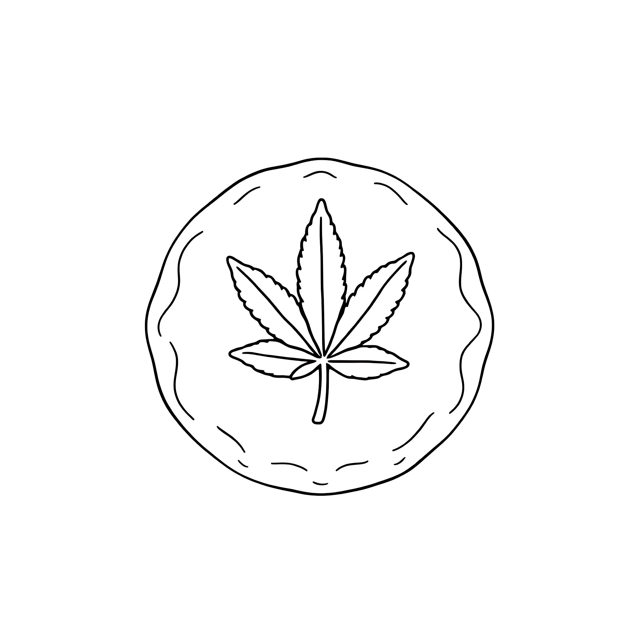 Gingerbread cannabis leaf icon Coloring Page (free black-and-white line drawing printable PDF for all, from beginners to advanced learners, including children, teens, adults, and seniors)