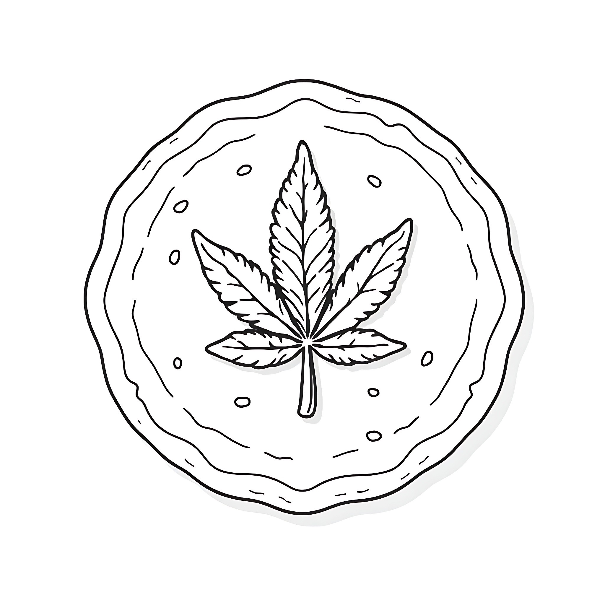 Gingerbread cannabis leaf cutout Coloring Page (free black-and-white line drawing printable PDF for all, from beginners to advanced learners, including children, teens, adults, and seniors)