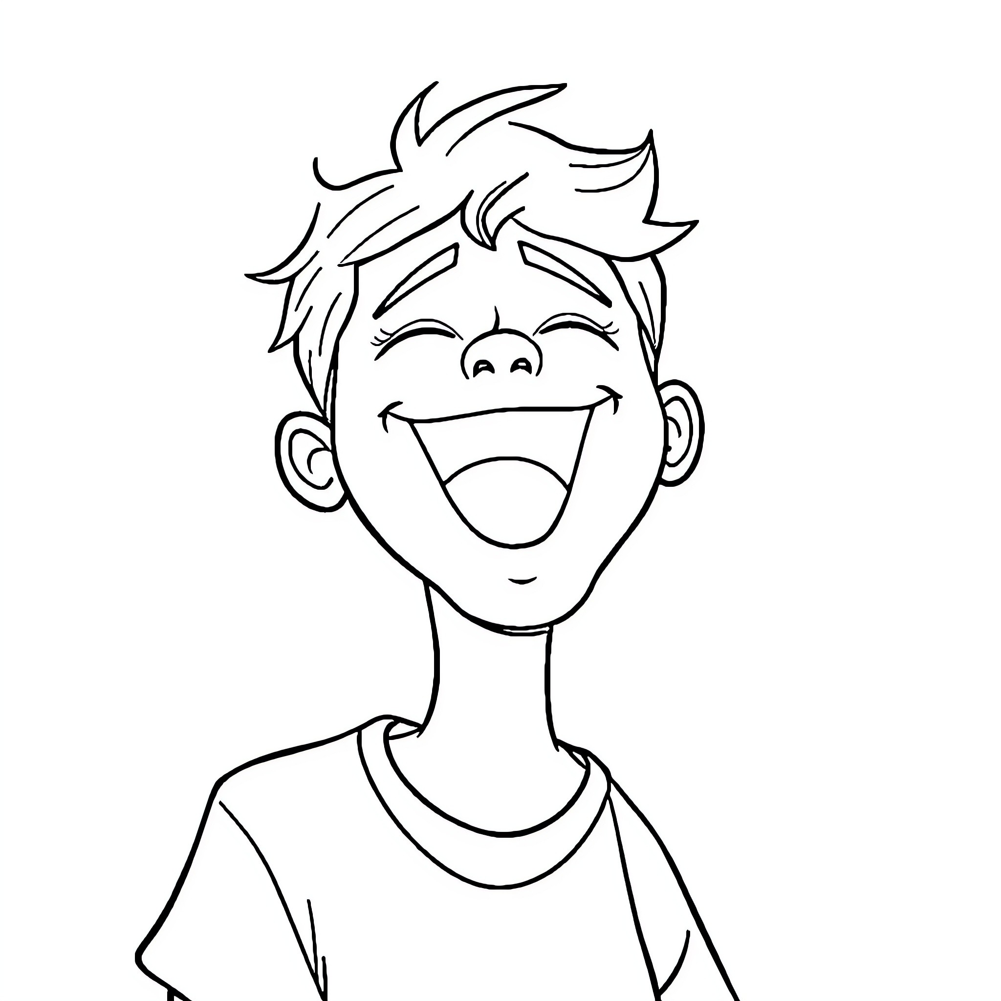 Tralalero Joyful Boy with Stylized Hair Coloring Page (free black-and-white line drawing printable PDF for all, from beginners to advanced learners, including children, teens, adults, and seniors)