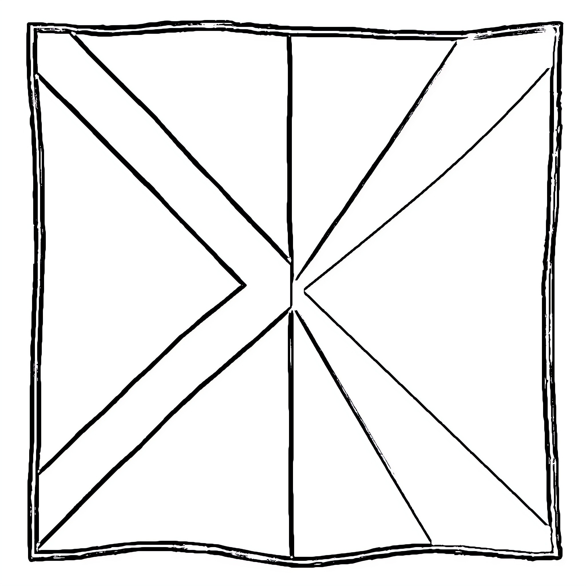Flag with intersecting geometric shapes Coloring Page (free black-and-white line drawing printable PDF for all, from beginners to advanced learners, including children, teens, adults, and seniors)