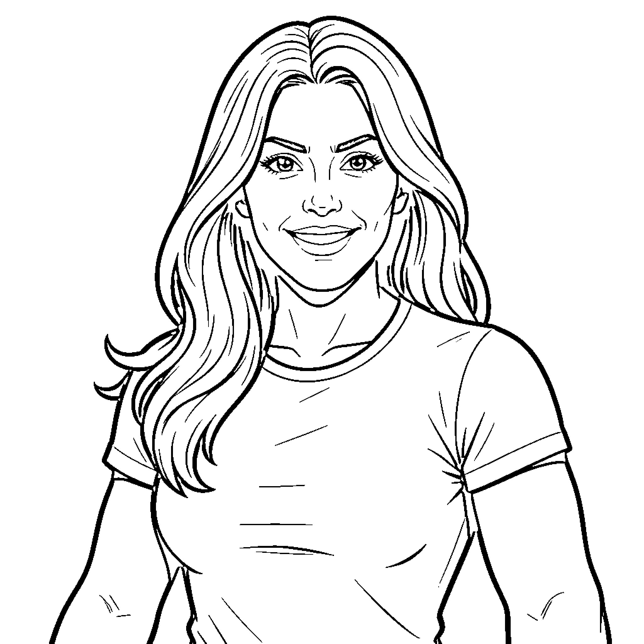 Teresa Chávez smiling and looking confident Coloring Page (free black-and-white line drawing printable PDF for all, from beginners to advanced learners, including children, teens, adults, and seniors)