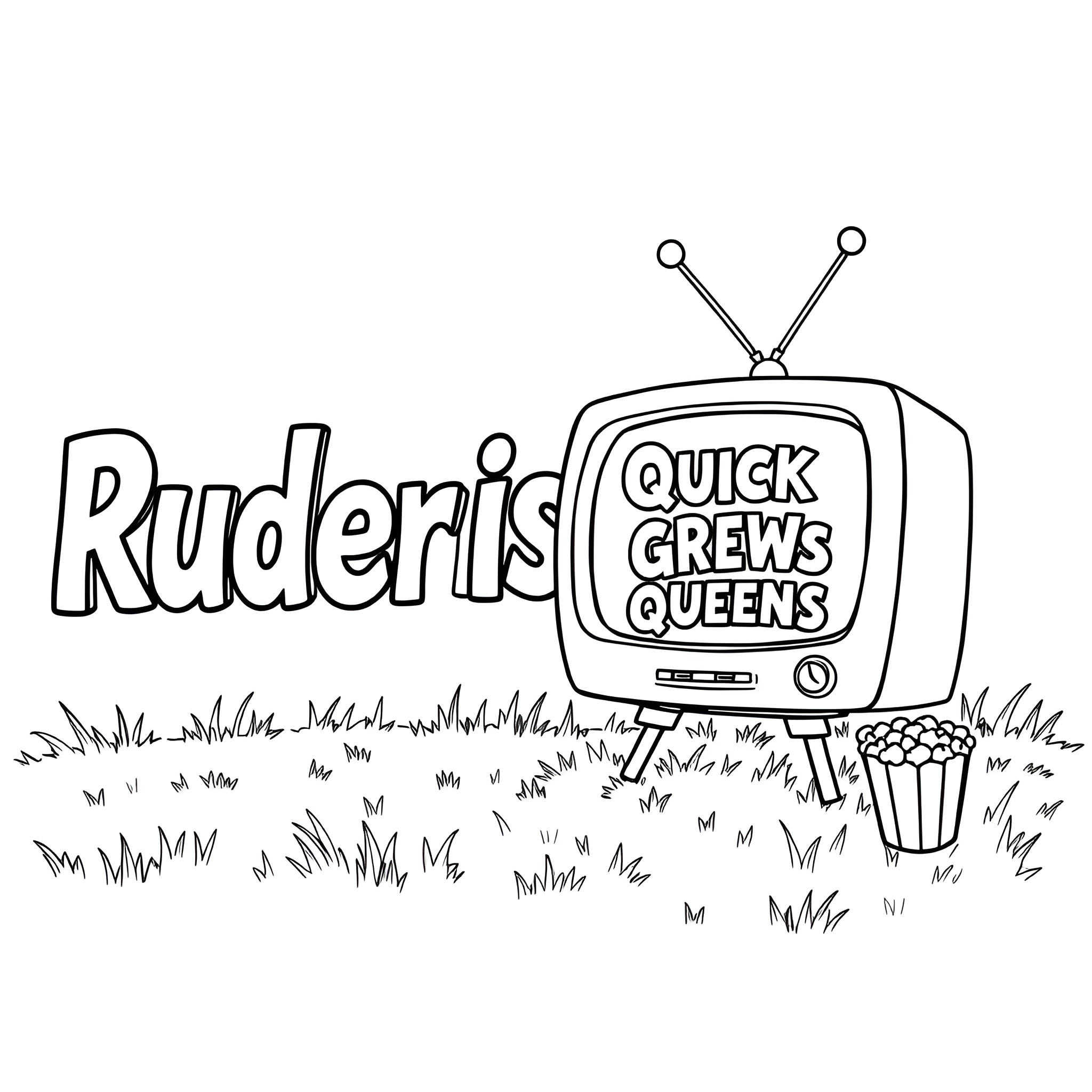 Ruderalis: Quick Crews and Queens Coloring Page (free black-and-white line drawing printable PDF for all, from beginners to advanced learners, including children, teens, adults, and seniors)