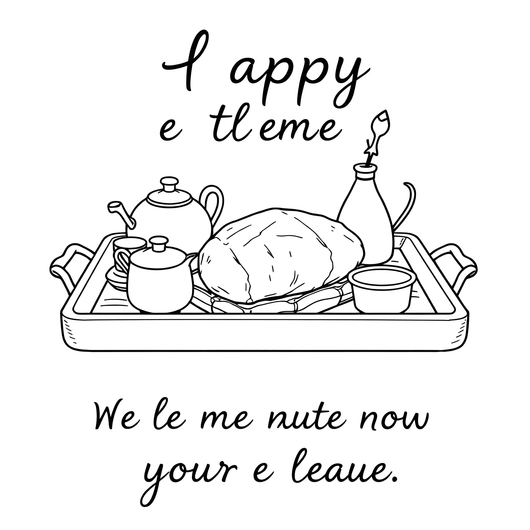 Joint Thanksgiving Meal with Festive Decorations Coloring Page (free black-and-white line drawing printable PDF for all, from beginners to advanced learners, including children, teens, adults, and seniors)