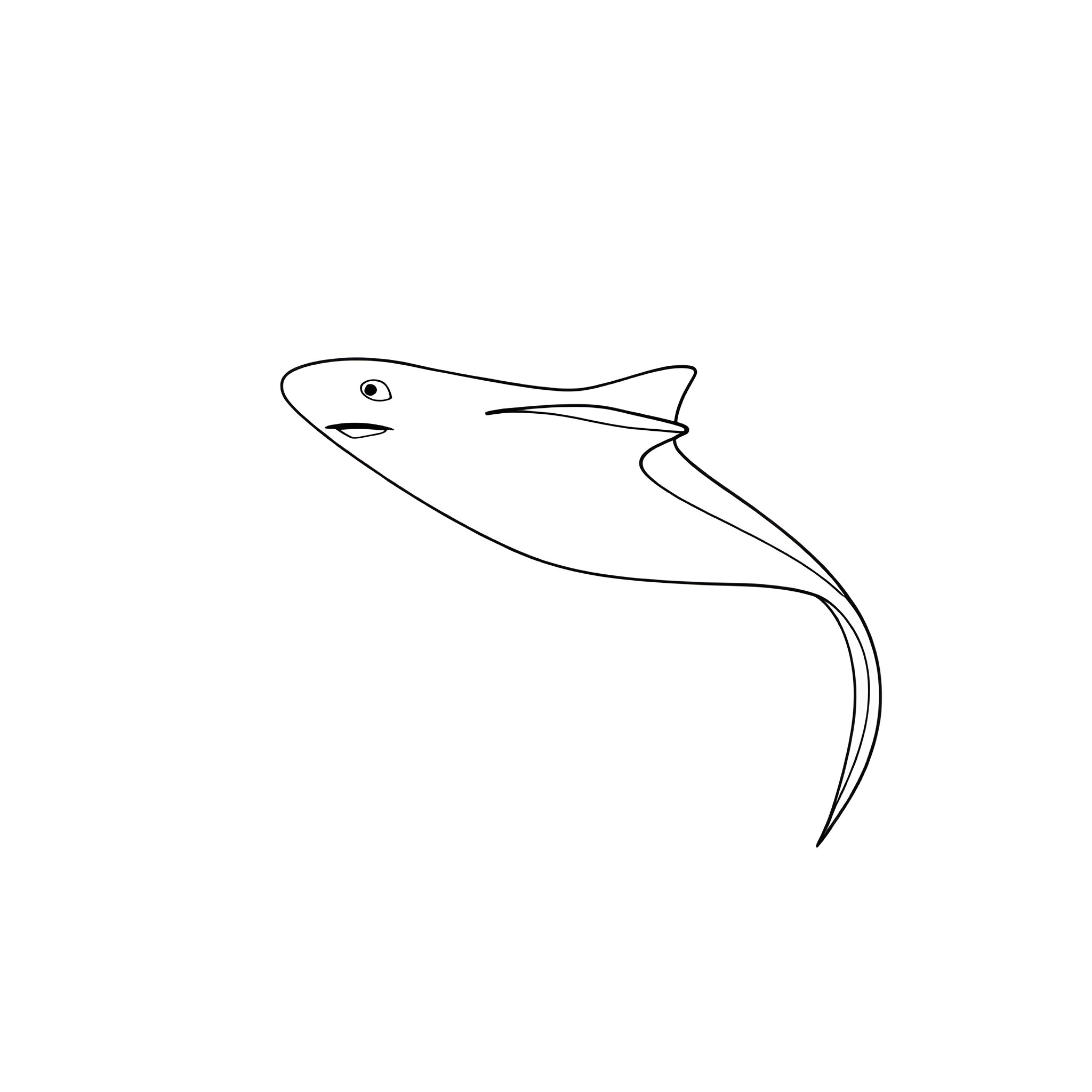 Sea Skate dancing in the waves Coloring Page (free black-and-white line drawing printable PDF for all, from beginners to advanced learners, including children, teens, adults, and seniors)