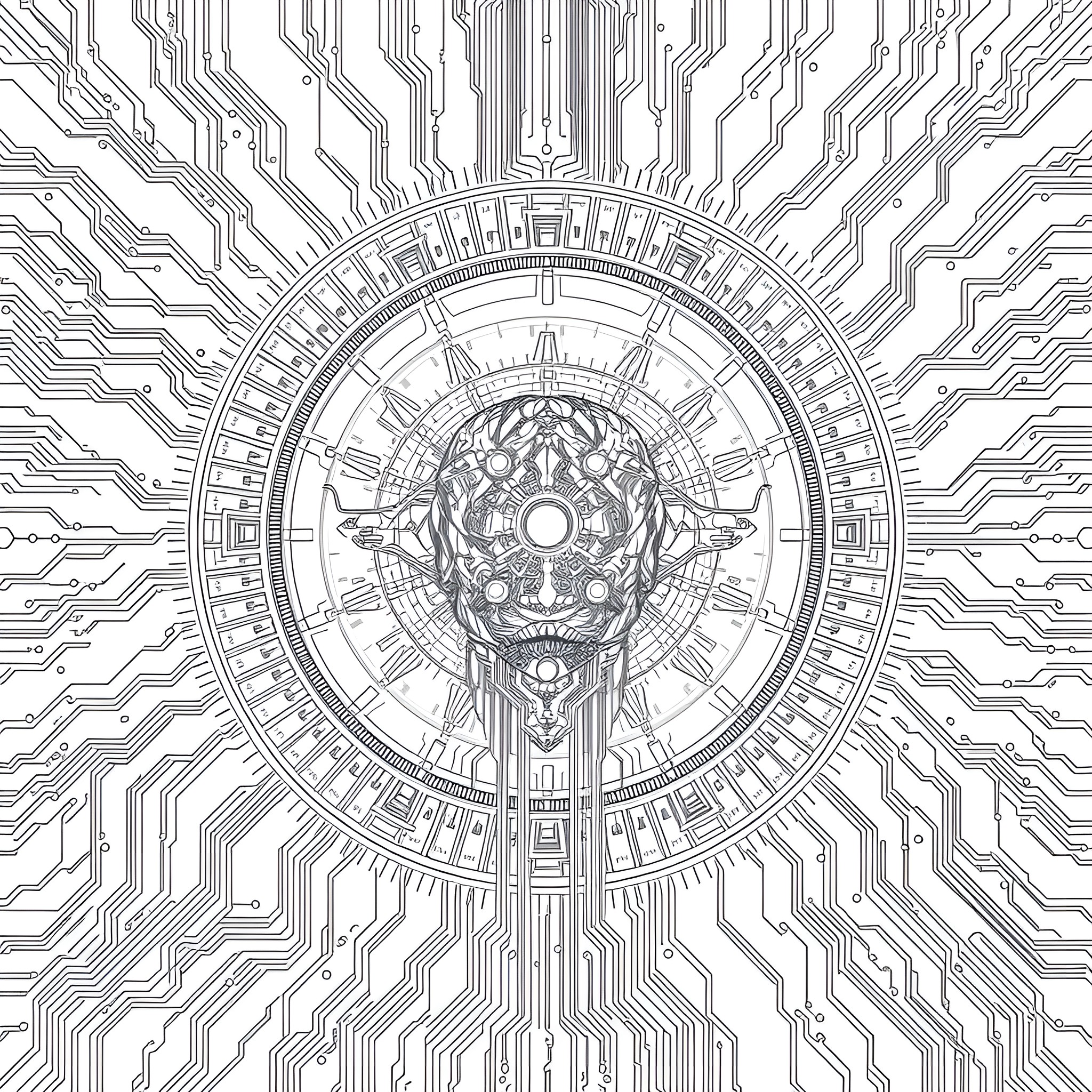 AI Intricate Geometric Mandala Design Coloring Page (free black-and-white line drawing printable PDF for all, from beginners to advanced learners, including children, teens, adults, and seniors)