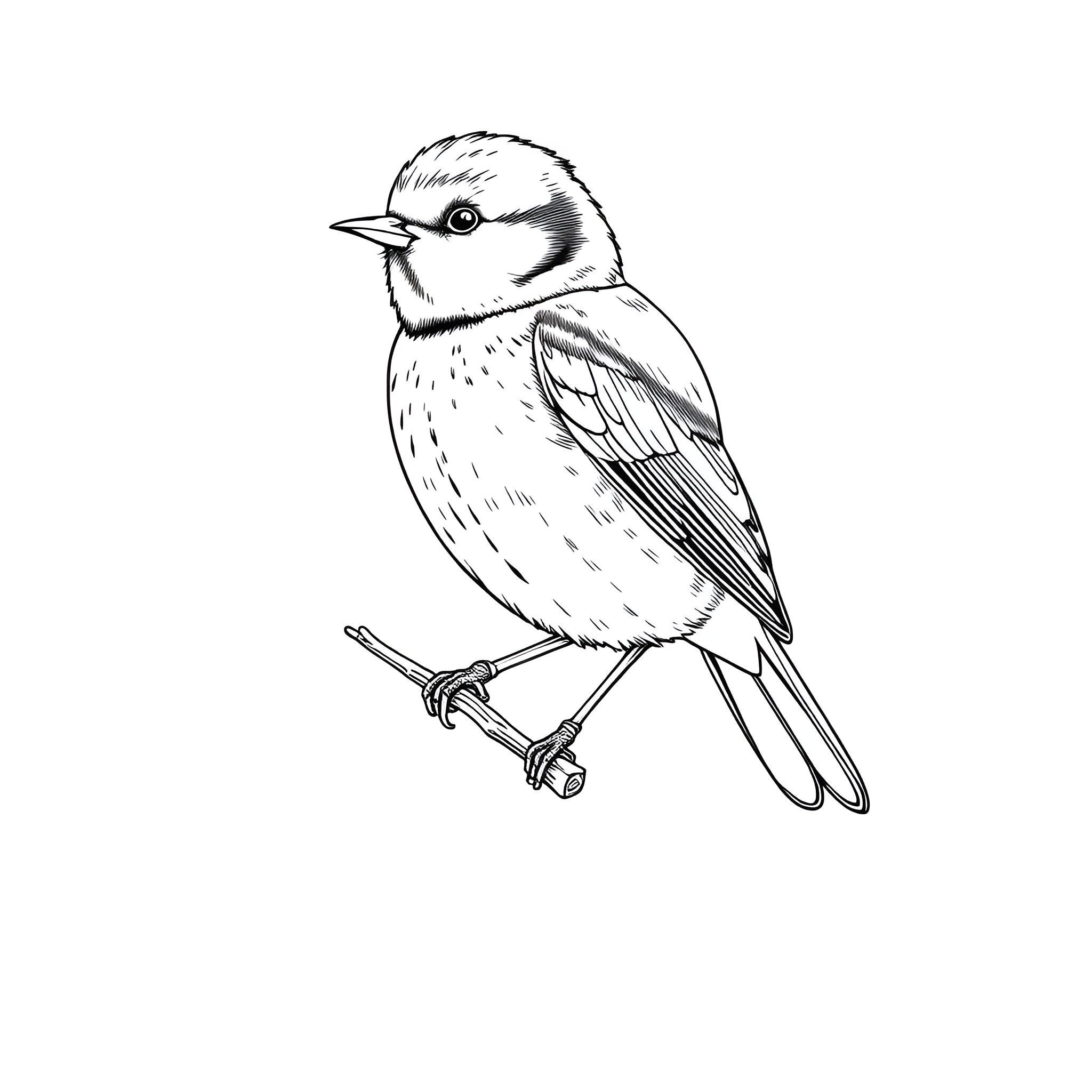 Wigeon on a branch Coloring Page (free black-and-white line drawing printable PDF for all, from beginners to advanced learners, including children, teens, adults, and seniors)