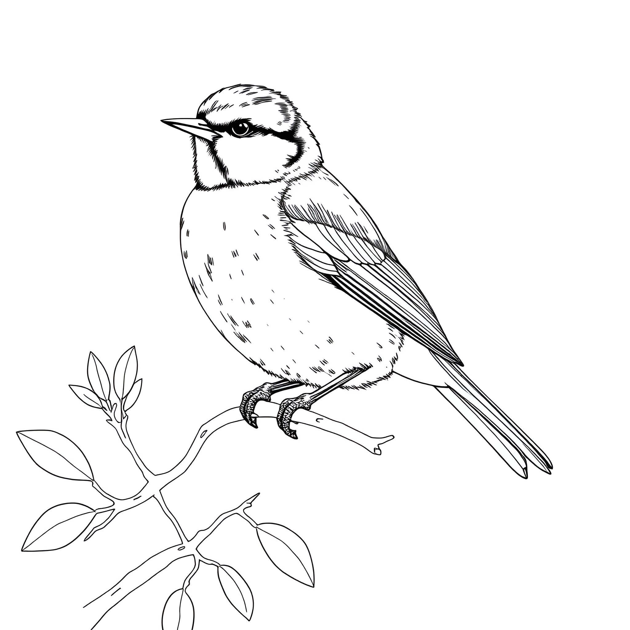 Wigeon perched on branch in sketch-like illustration Coloring Page (free black-and-white line drawing printable PDF for all, from beginners to advanced learners, including children, teens, adults, and seniors)