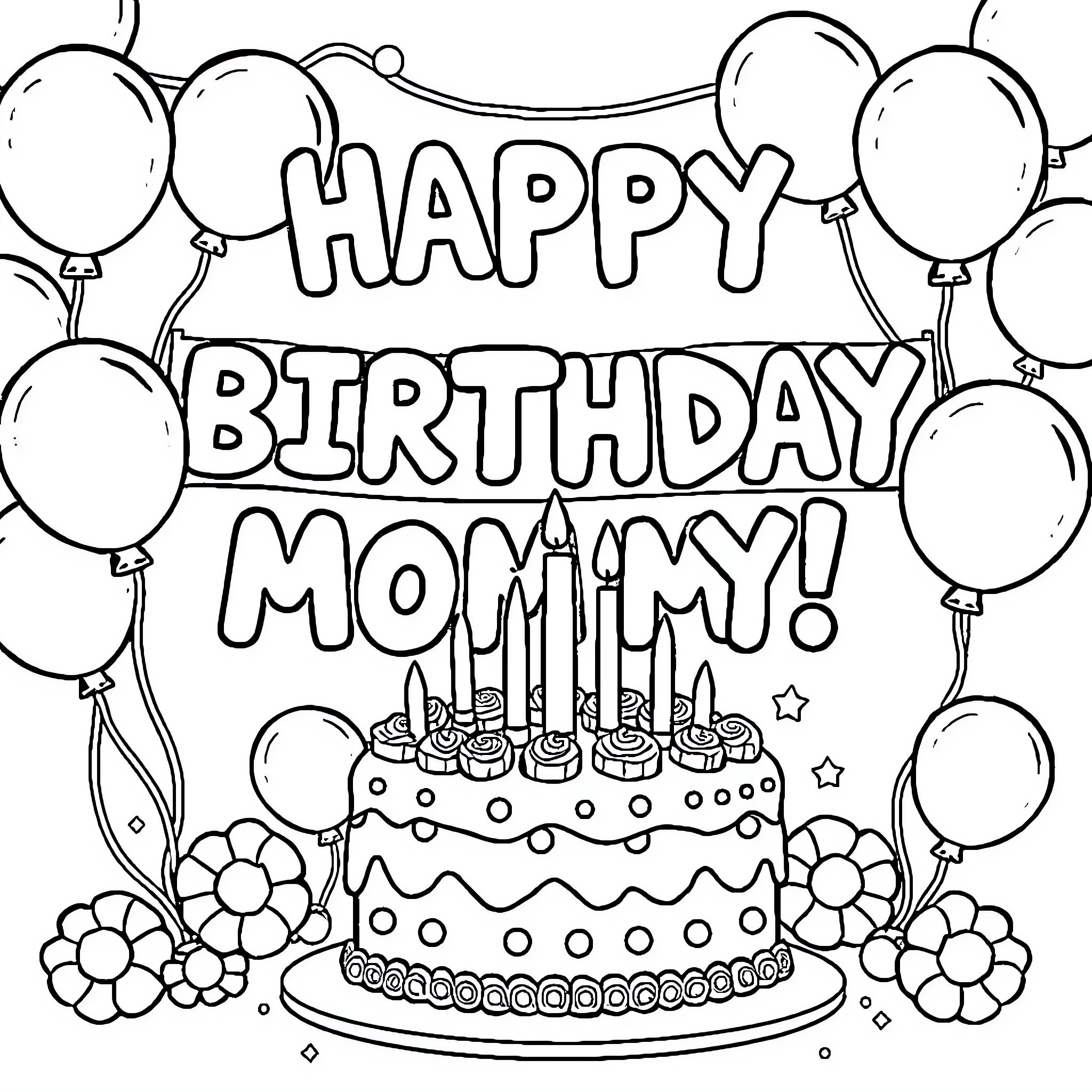 Birthday wishes for a special mom Coloring Page (free black-and-white line drawing printable PDF for all, from beginners to advanced learners, including children, teens, adults, and seniors)