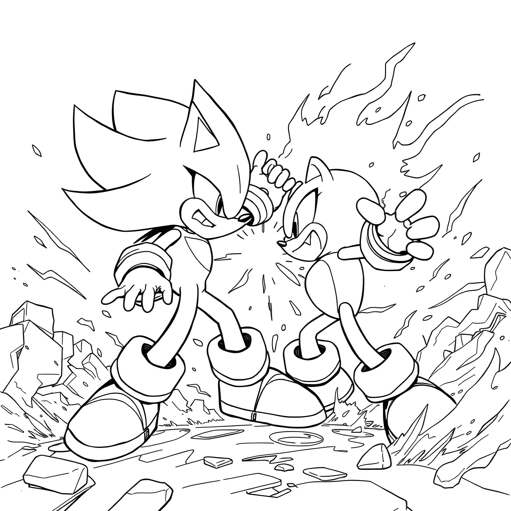 Super Shadow: Heroic characters in action-packed adventure Coloring Page (free black-and-white line drawing printable PDF for all, from beginners to advanced learners, including children, teens, adults, and seniors)