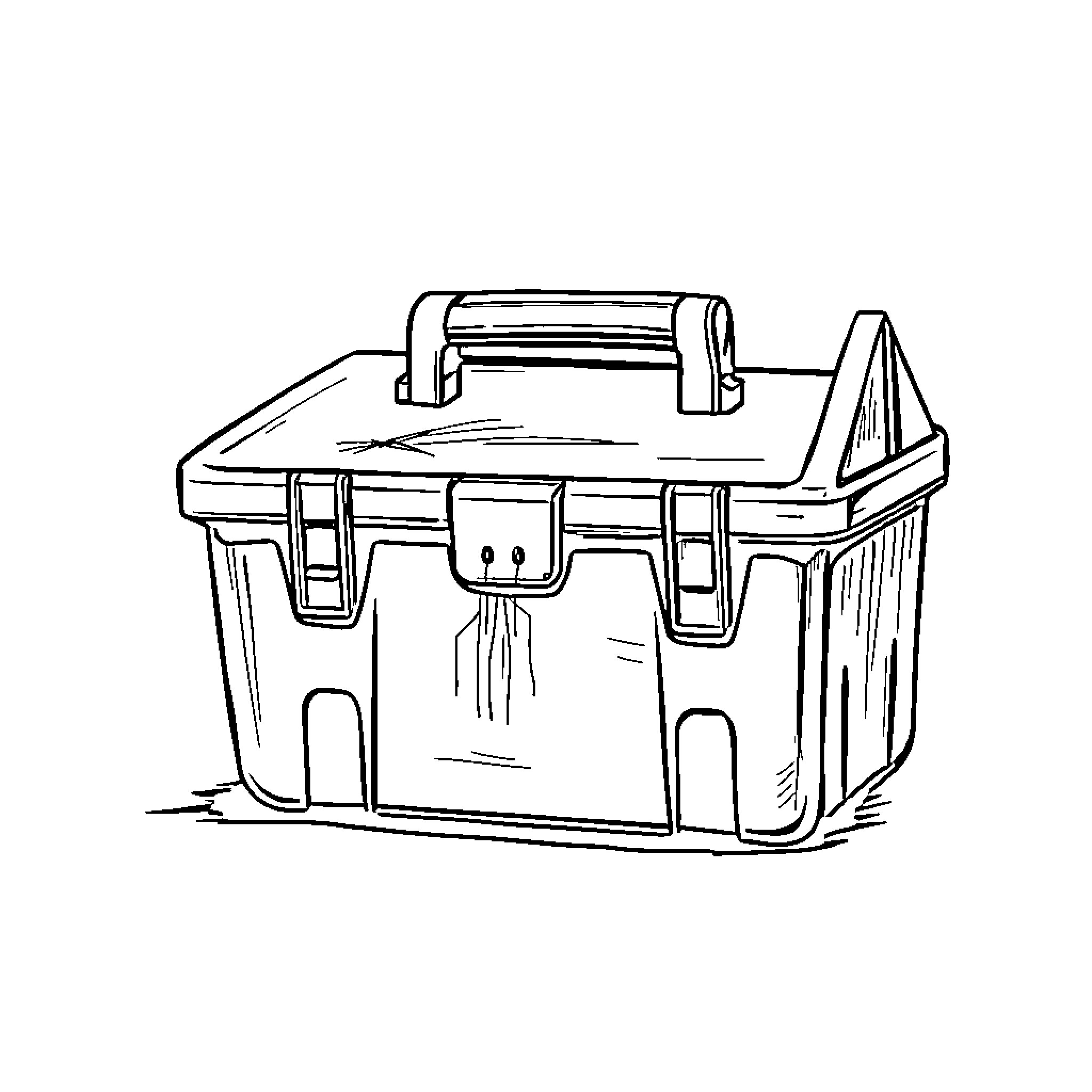Tool Box with Buckle and Handle Coloring Page (free black-and-white line drawing printable PDF for all, from beginners to advanced learners, including children, teens, adults, and seniors)