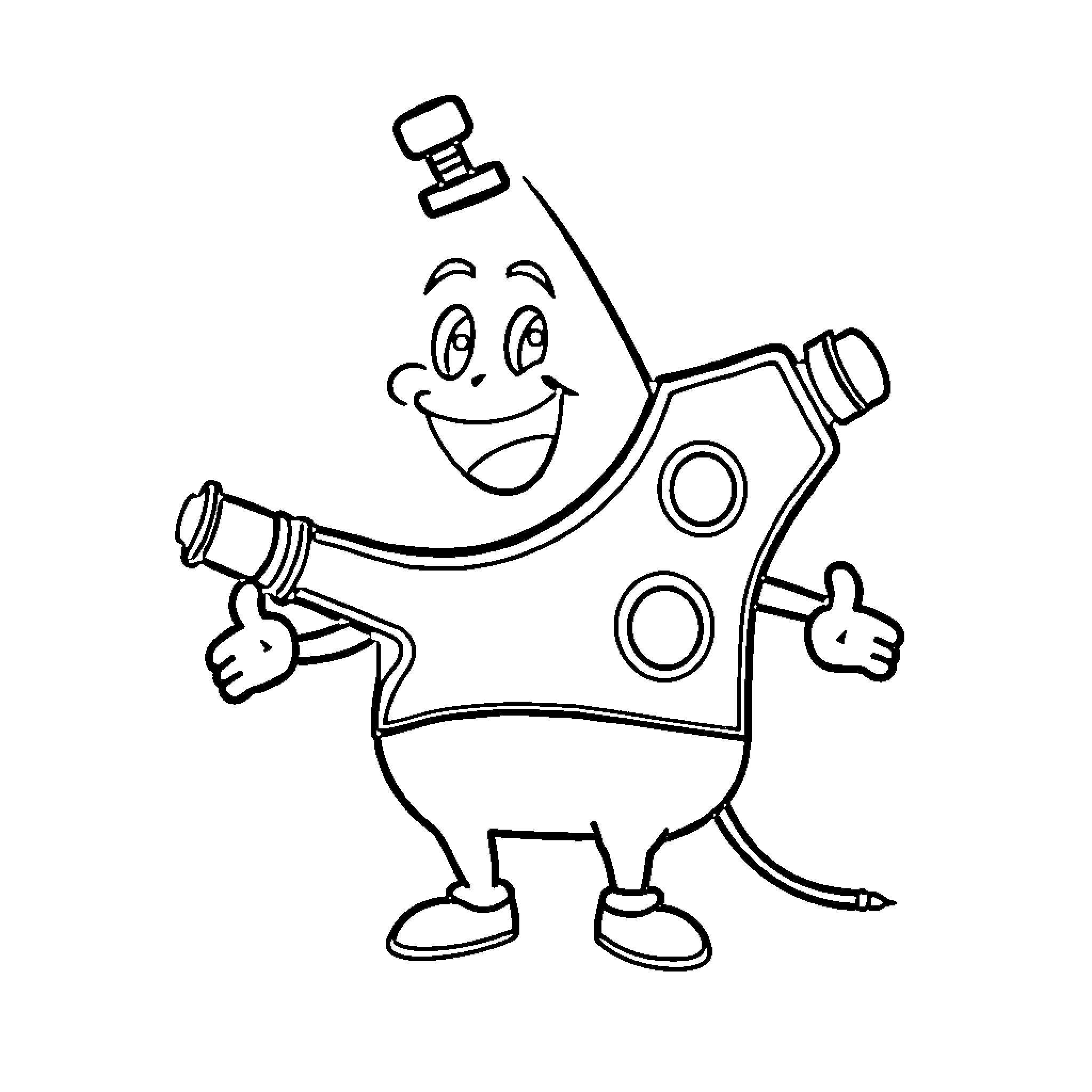 Tattoo Machine with Friendly Character Coloring Page (free black-and-white line drawing printable PDF for all, from beginners to advanced learners, including children, teens, adults, and seniors)