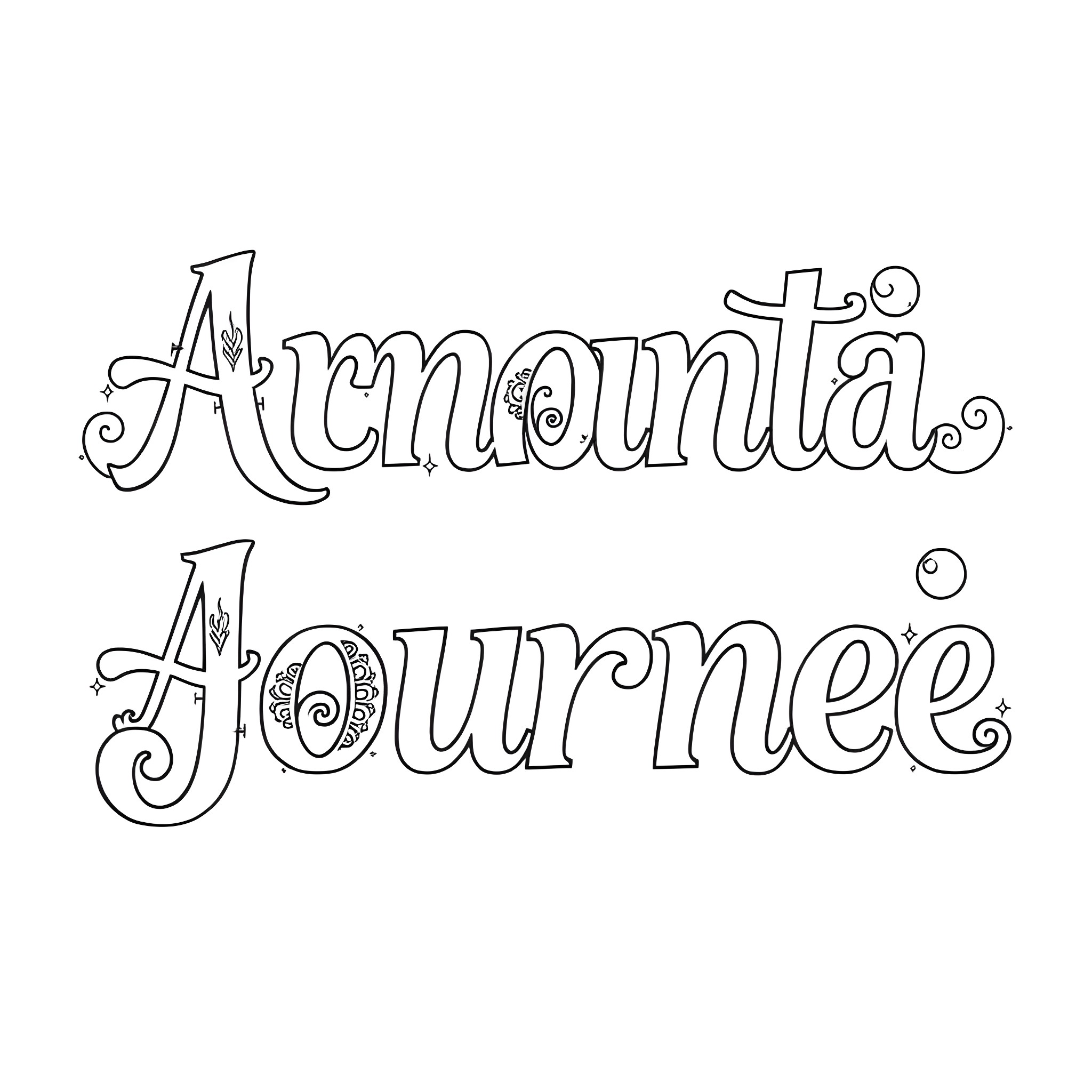Letter with ornate text Coloring Page (free black-and-white line drawing printable PDF for all, from beginners to advanced learners, including children, teens, adults, and seniors)