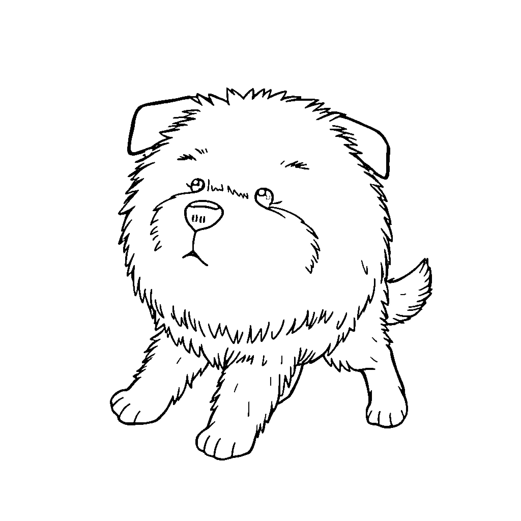 Dog playing with ball in the yard Coloring Page (free black-and-white line drawing printable PDF for all, from beginners to advanced learners, including children, teens, adults, and seniors)