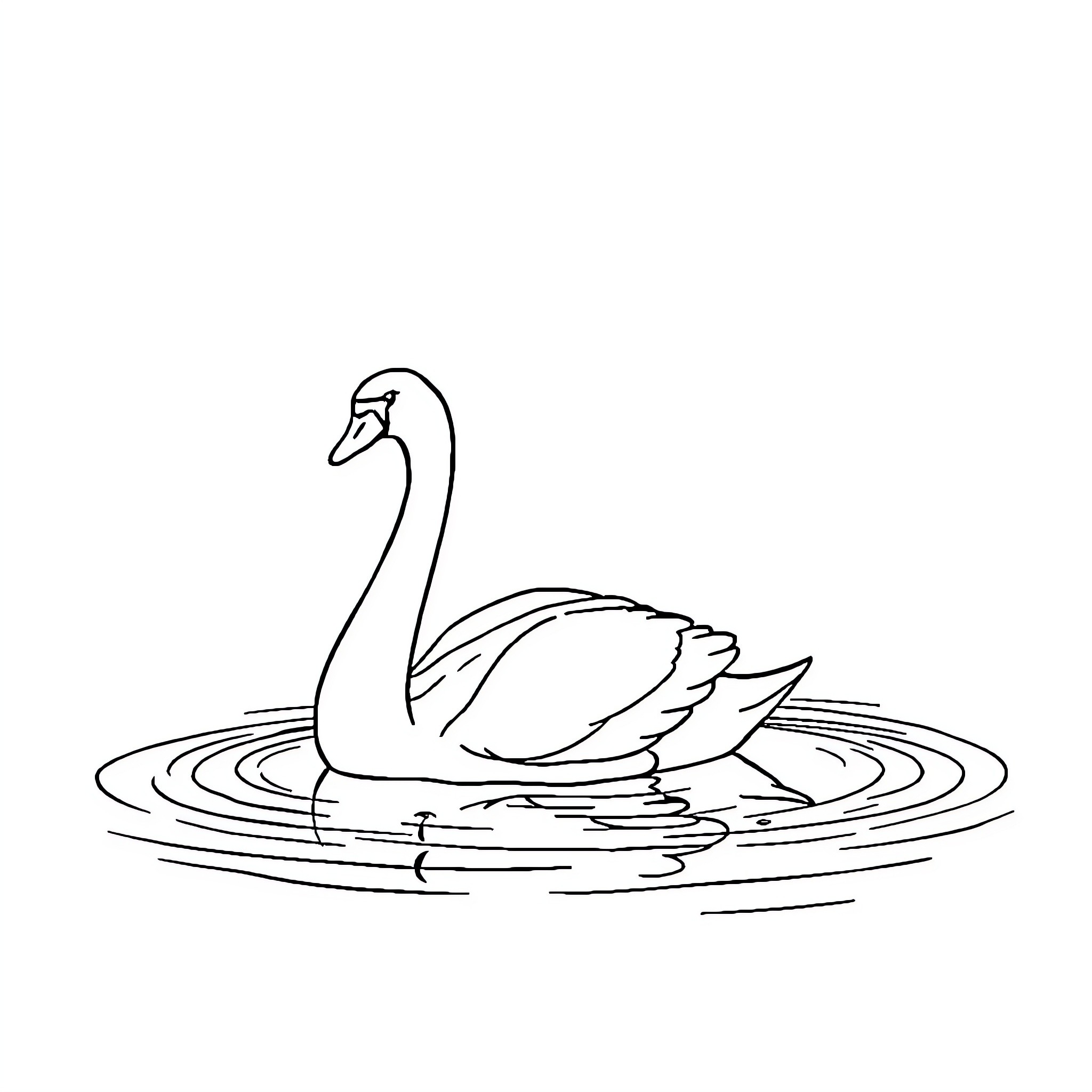 Goose swimming gracefully on tranquil waters Coloring Page (free black-and-white line drawing printable PDF for all, from beginners to advanced learners, including children, teens, adults, and seniors)