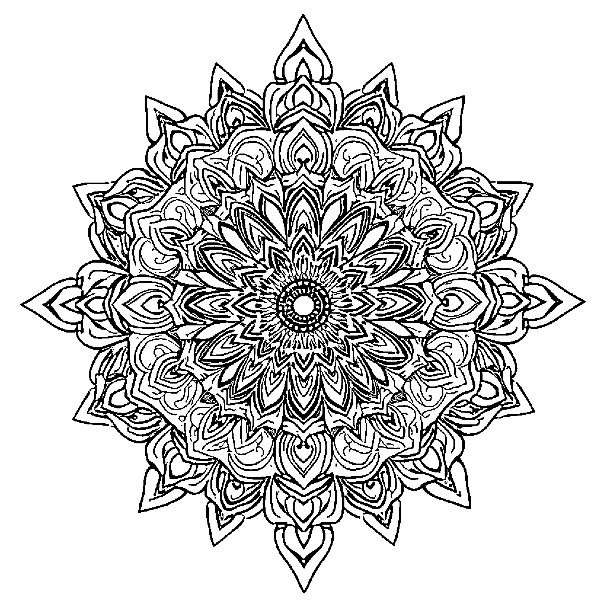 Katrina's Intricate Mandala Design Coloring Page (free black-and-white line drawing printable PDF for all, from beginners to advanced learners, including children, teens, adults, and seniors)