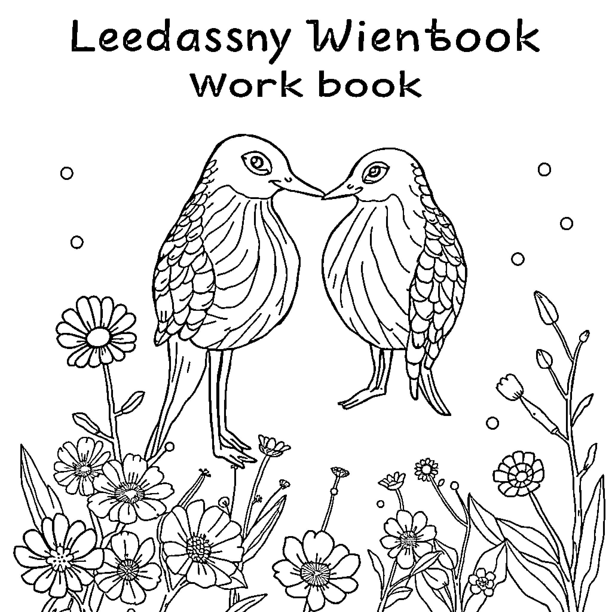 Therapy Workbook featuring artistic birds and flowers Coloring Page (free black-and-white line drawing printable PDF for all, from beginners to advanced learners, including children, teens, adults, and seniors)