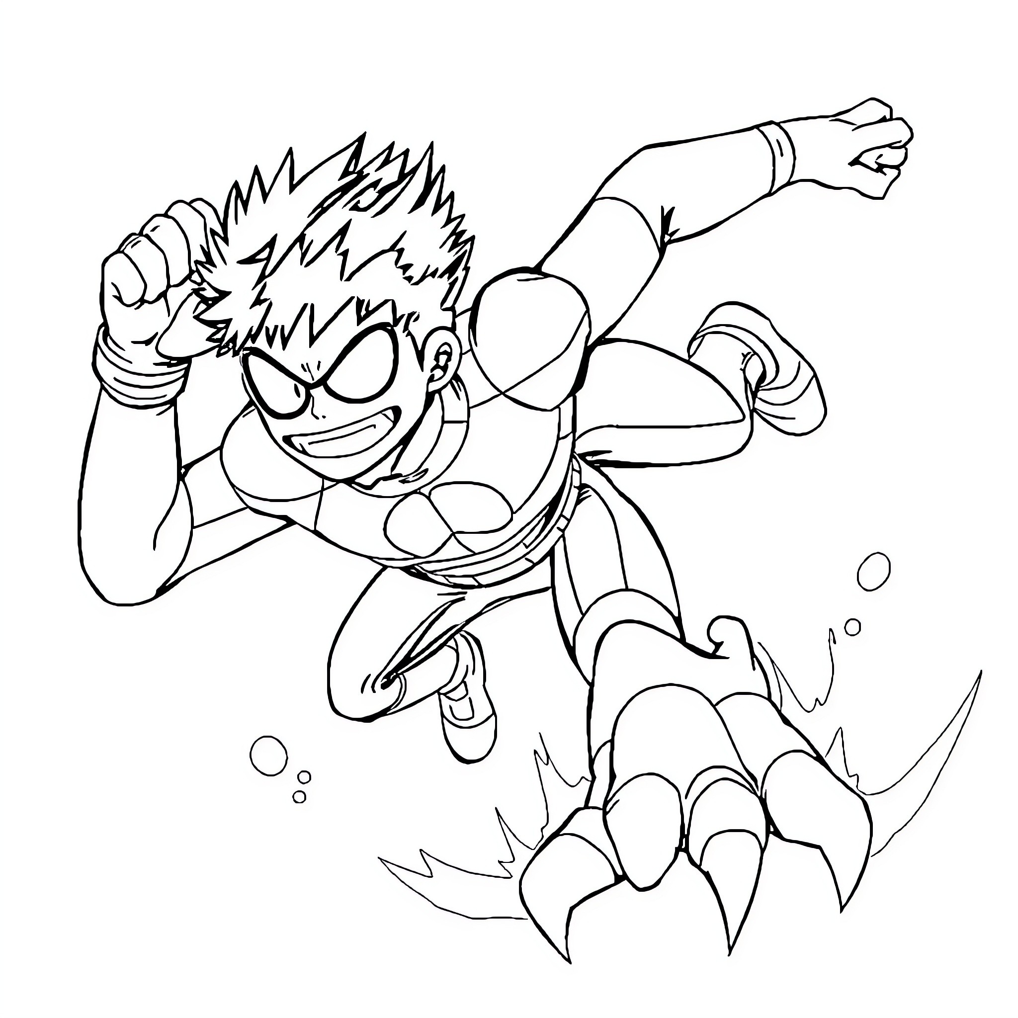 Crawler hero diving into action Coloring Page (free black-and-white line drawing printable PDF for all, from beginners to advanced learners, including children, teens, adults, and seniors)