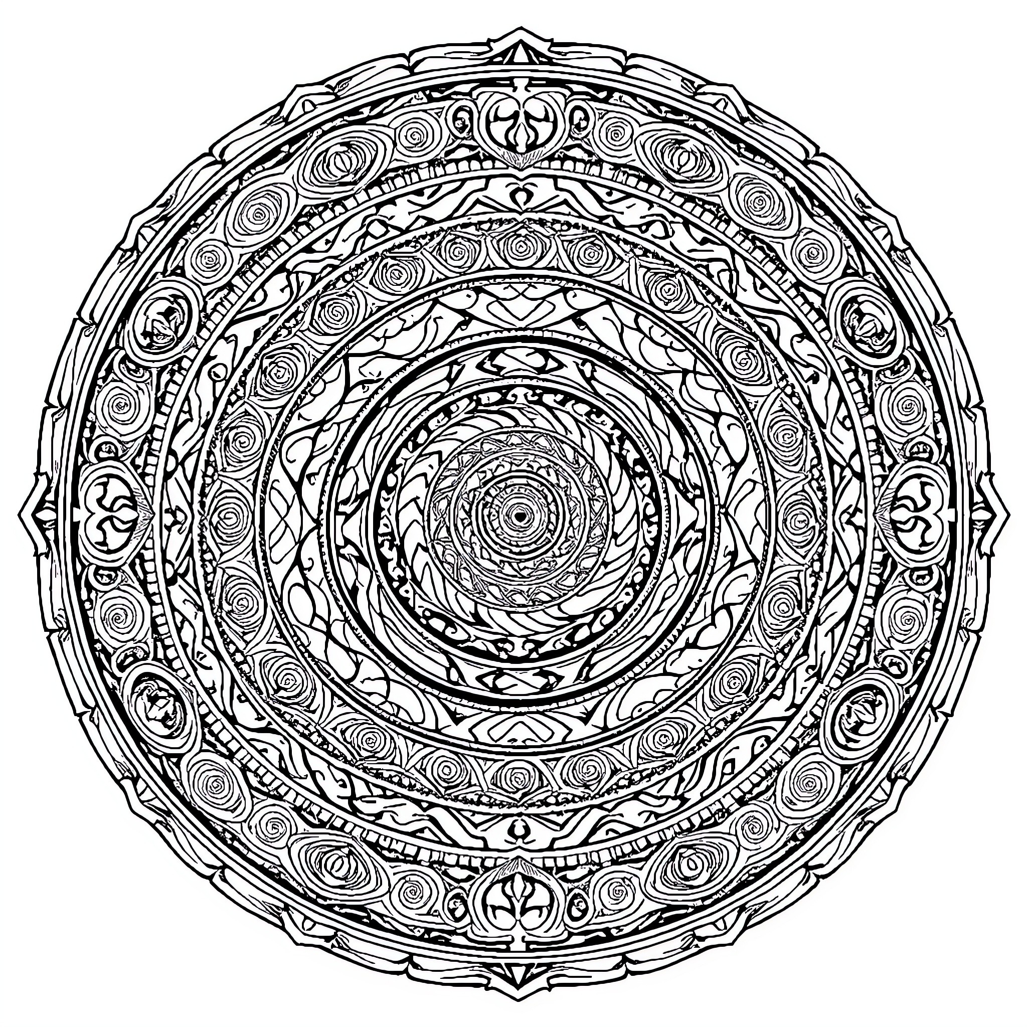 Crop Circle with Intricate Patterns and Designs Coloring Page (free black-and-white line drawing printable PDF for all, from beginners to advanced learners, including children, teens, adults, and seniors)