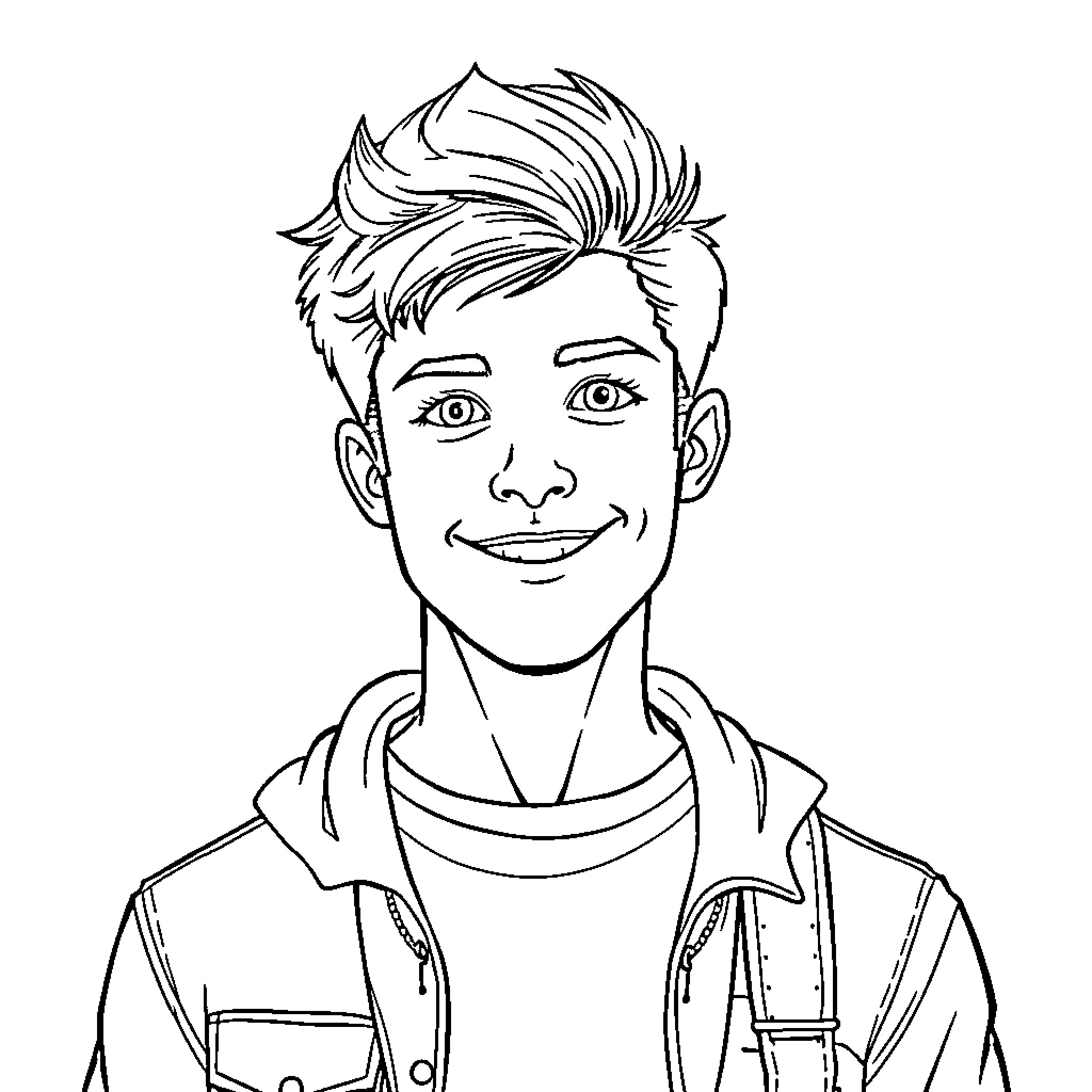Samuel Montembeault smiling cheerfully in casual outfit Coloring Page (free black-and-white line drawing printable PDF for all, from beginners to advanced learners, including children, teens, adults, and seniors)