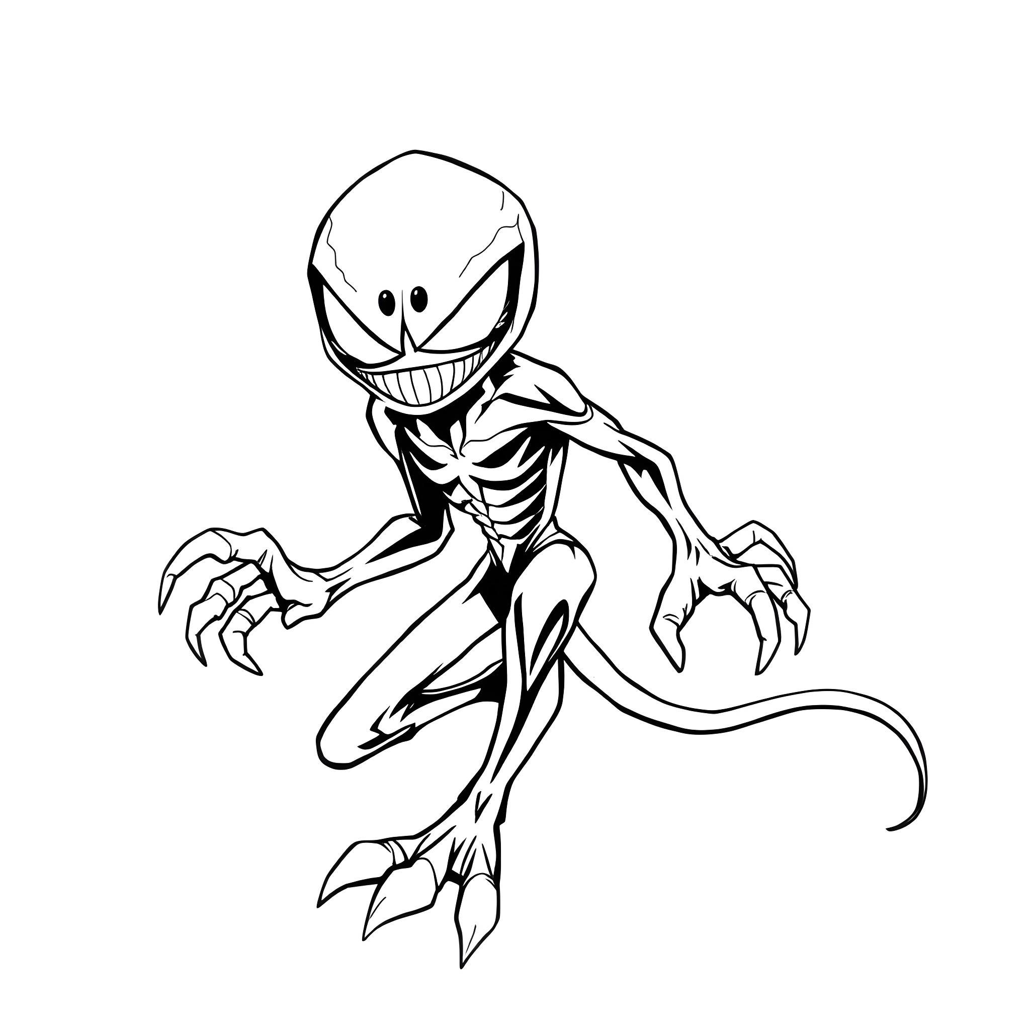 Nightcreeper Stalking Menacingly in the Shadows Coloring Page (free black-and-white line drawing printable PDF for all, from beginners to advanced learners, including children, teens, adults, and seniors)