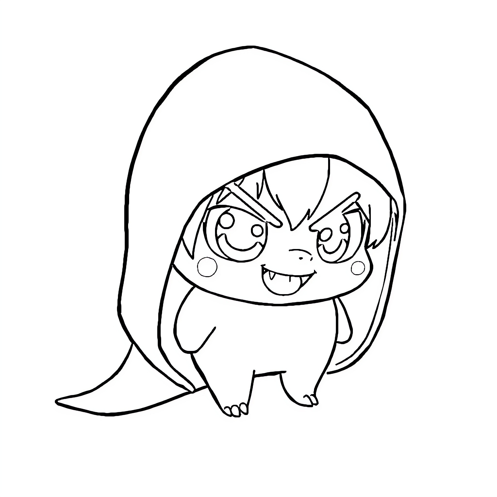 Kuromi's Playful and Mischievous Antics Coloring Page (free black-and-white line drawing printable PDF for all, from beginners to advanced learners, including children, teens, adults, and seniors)