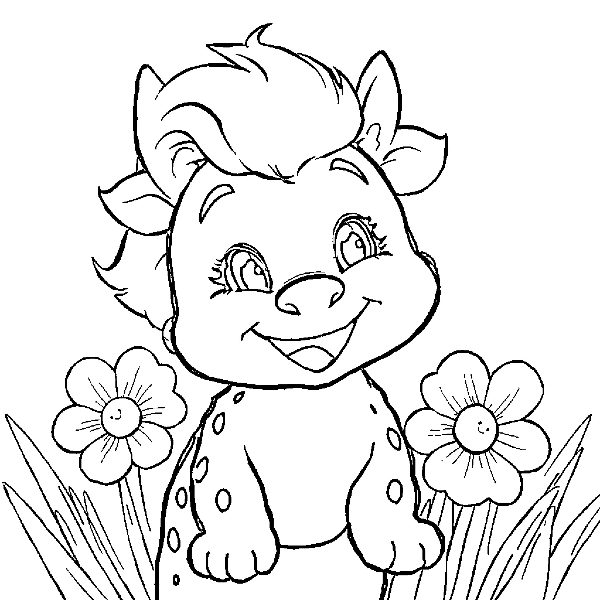 Bobbie's Playful Adventure in the Flower Garden Coloring Page (free black-and-white line drawing printable PDF for all, from beginners to advanced learners, including children, teens, adults, and seniors)