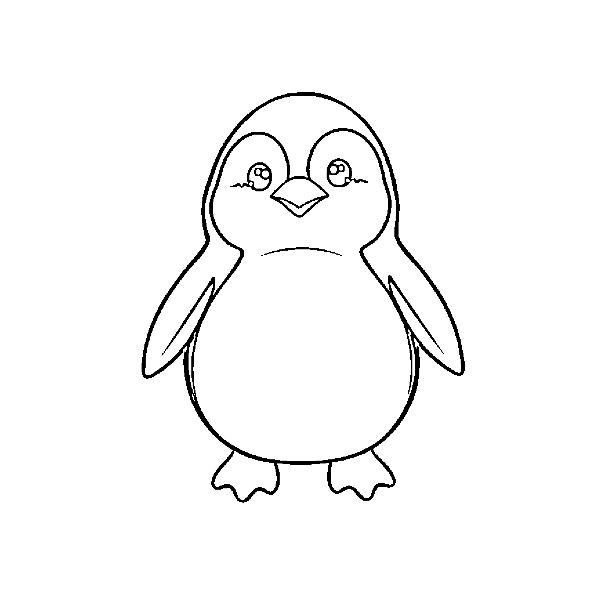 Mushroom Penguin jumping with excitement Coloring Page (free black-and-white line drawing printable PDF for all, from beginners to advanced learners, including children, teens, adults, and seniors)