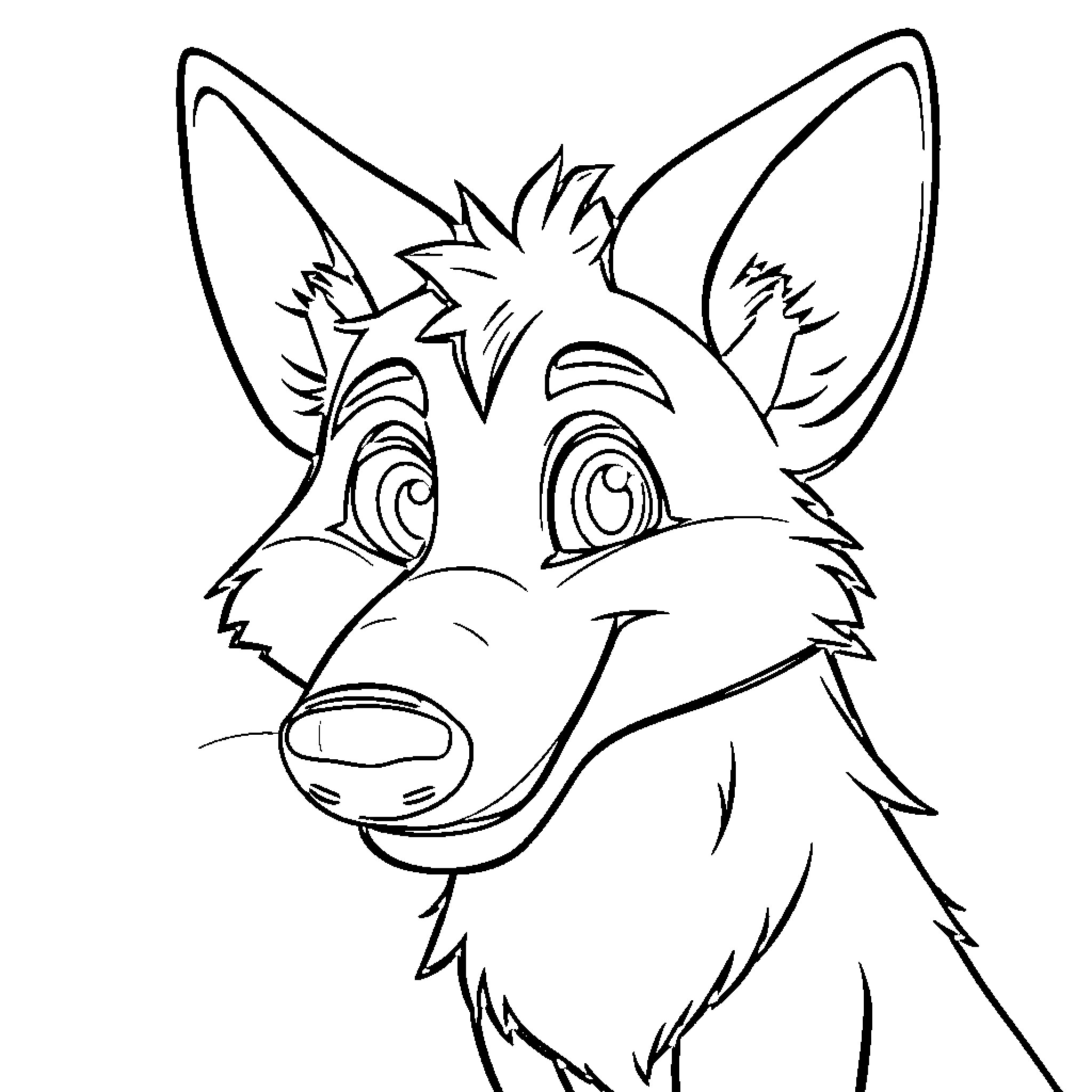 Wolf in a playful pose Coloring Page (free black-and-white line drawing printable PDF for all, from beginners to advanced learners, including children, teens, adults, and seniors)