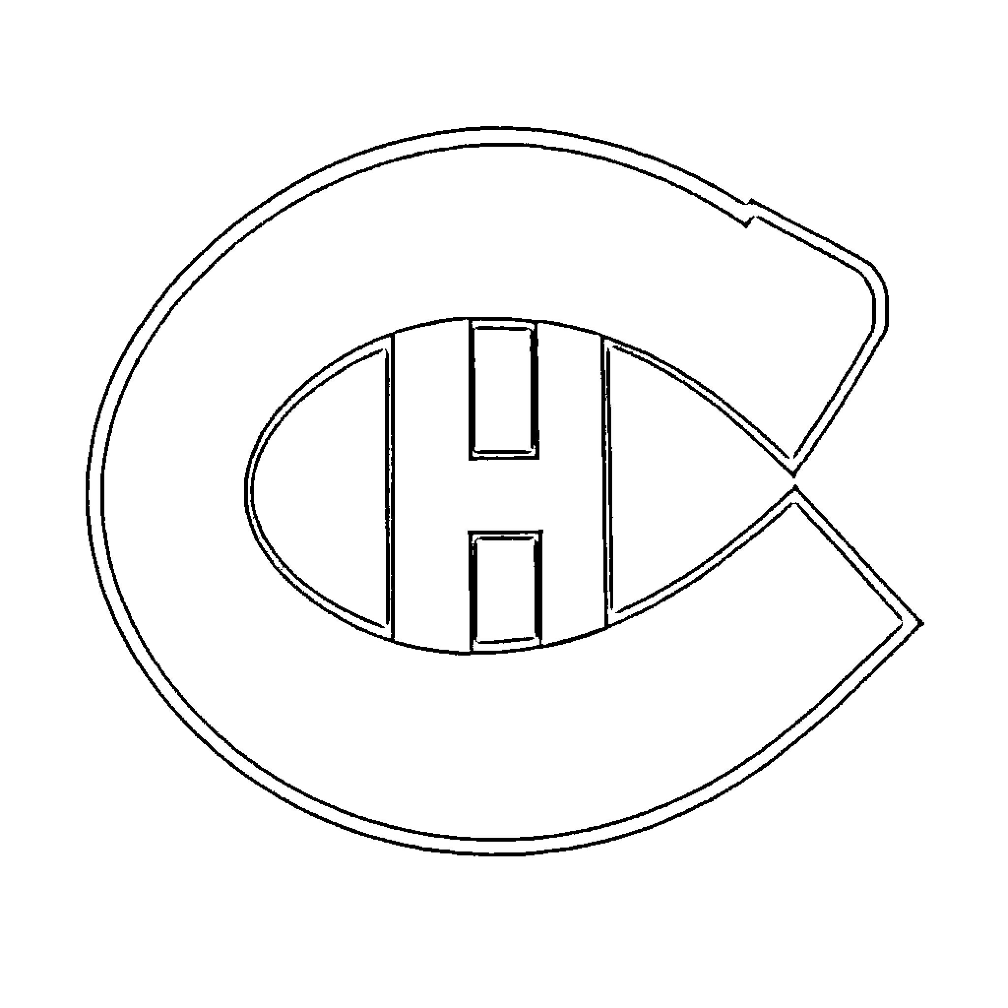 Montreal Canadiens logo outline Coloring Page (free black-and-white line drawing printable PDF for all, from beginners to advanced learners, including children, teens, adults, and seniors)