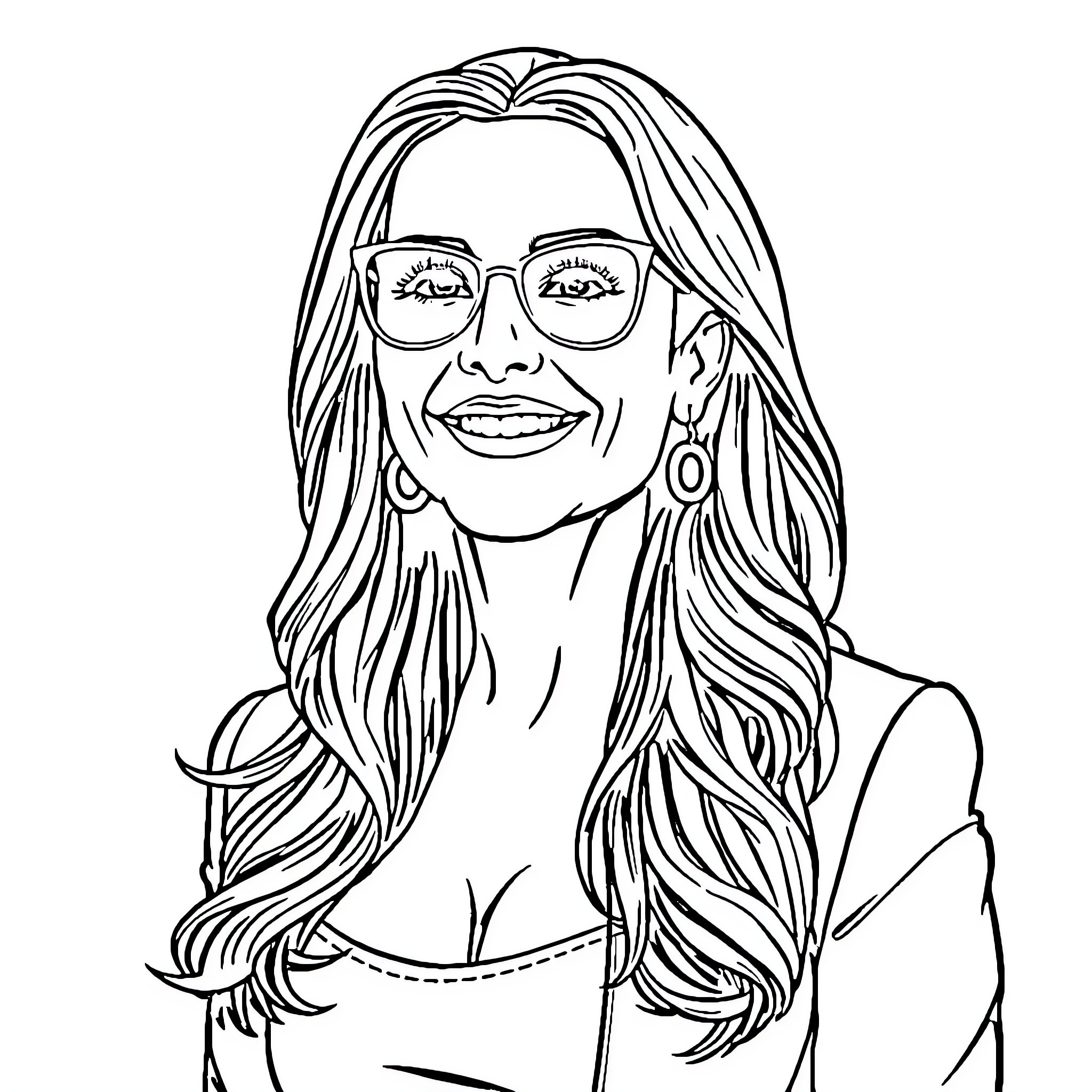 Lisa Ann posing with confidence and charm Coloring Page (free black-and-white line drawing printable PDF for all, from beginners to advanced learners, including children, teens, adults, and seniors)