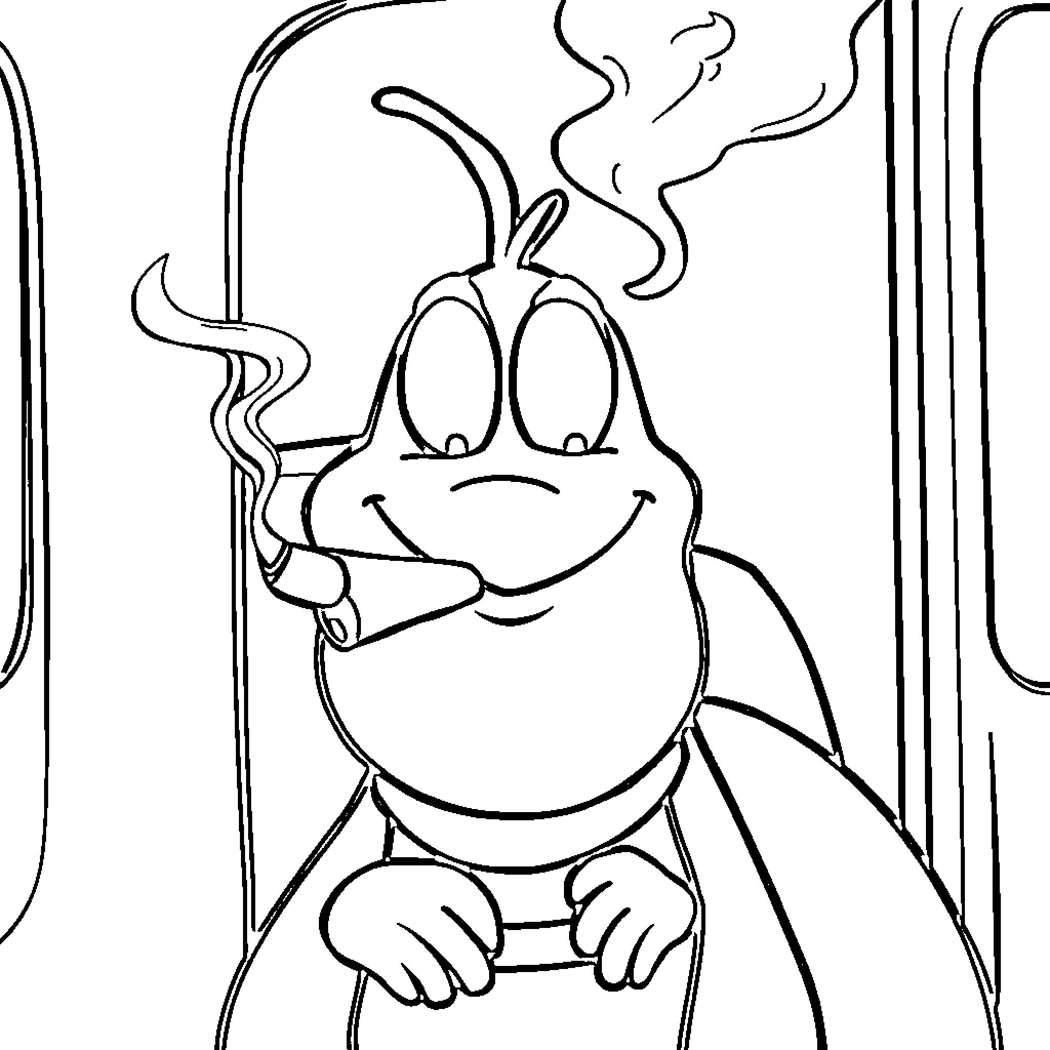 Pat's Playful Antics in the Cartoon Scene Coloring Page (free black-and-white line drawing printable PDF for all, from beginners to advanced learners, including children, teens, adults, and seniors)