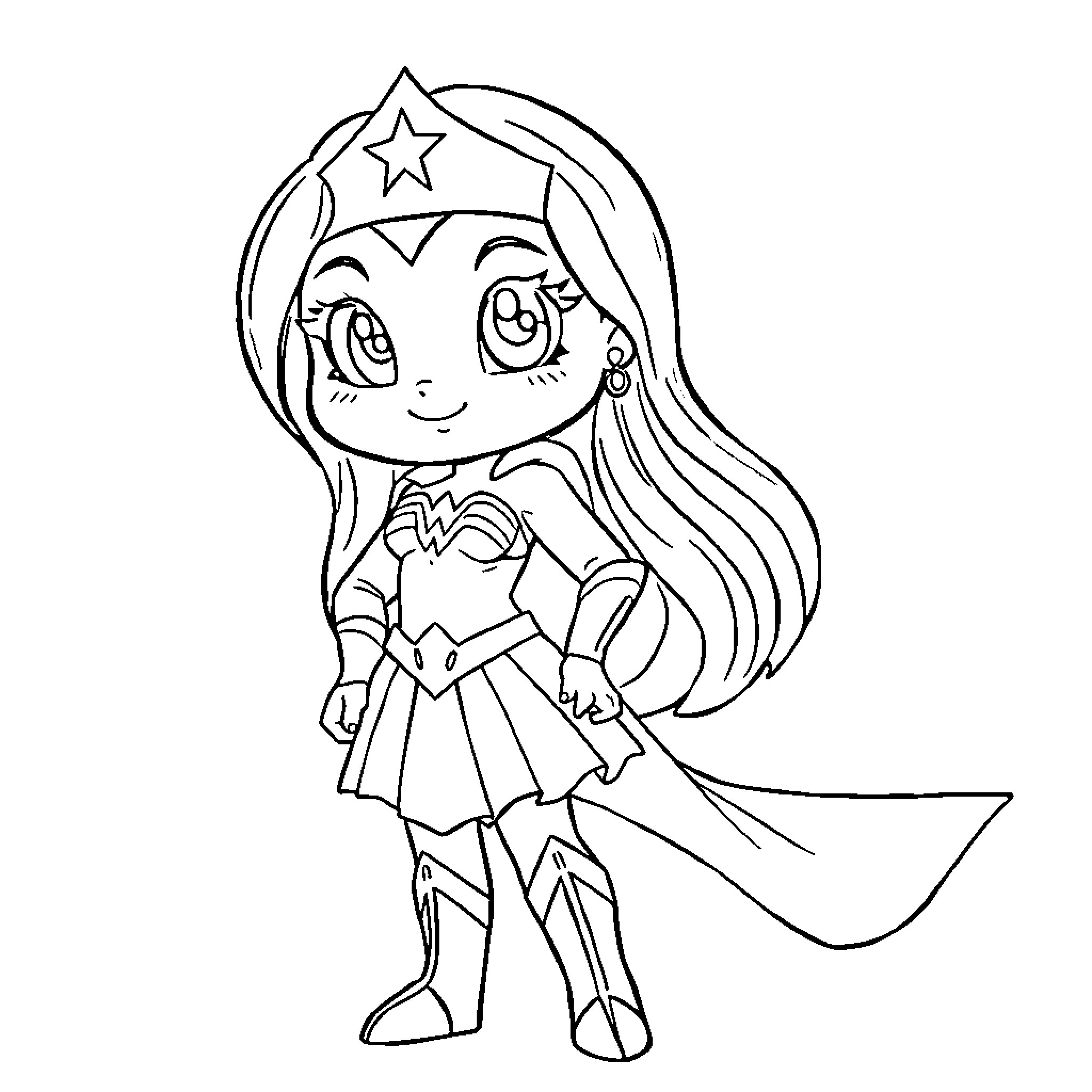 Bluey as a Superhero with a Sword Coloring Page (free black-and-white line drawing printable PDF for all, from beginners to advanced learners, including children, teens, adults, and seniors)