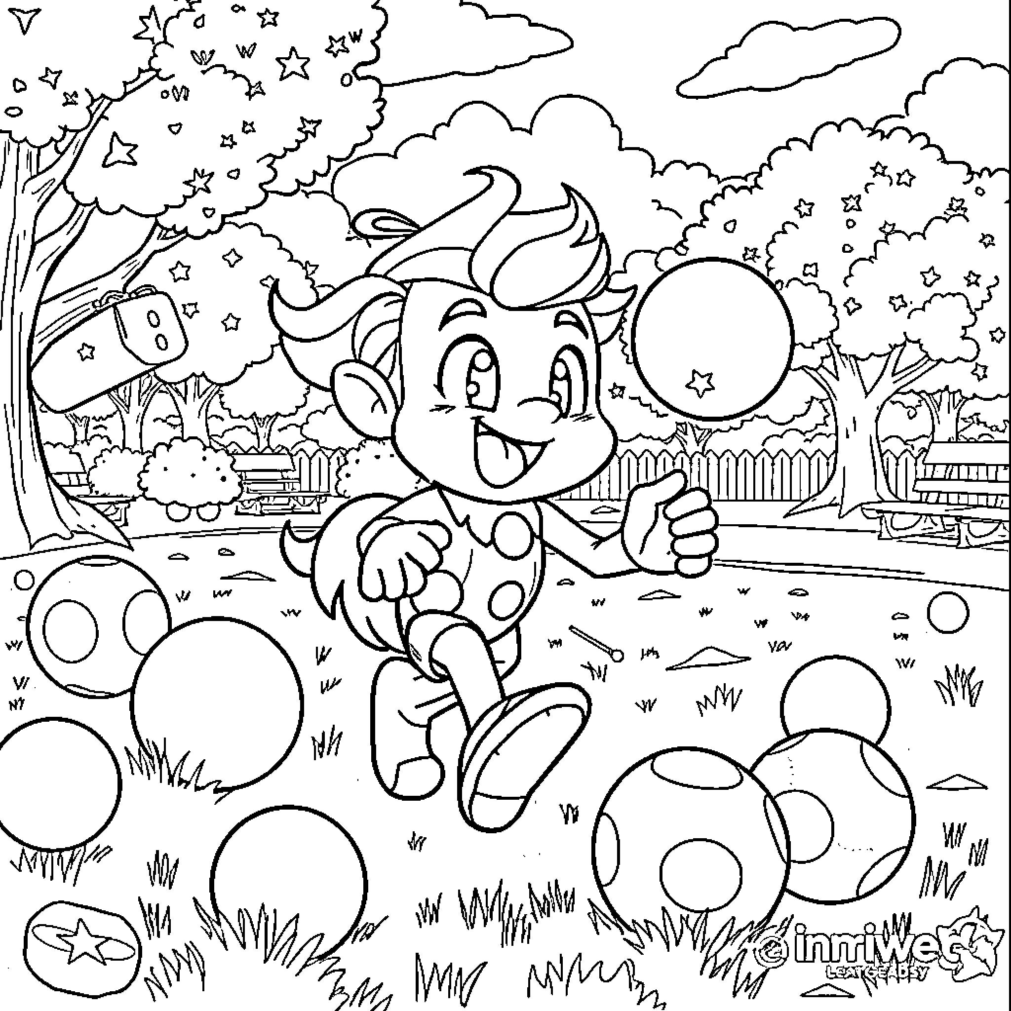 Briar's Enchanted Woodland Wander Coloring Page (free black-and-white line drawing printable PDF for all, from beginners to advanced learners, including children, teens, adults, and seniors)