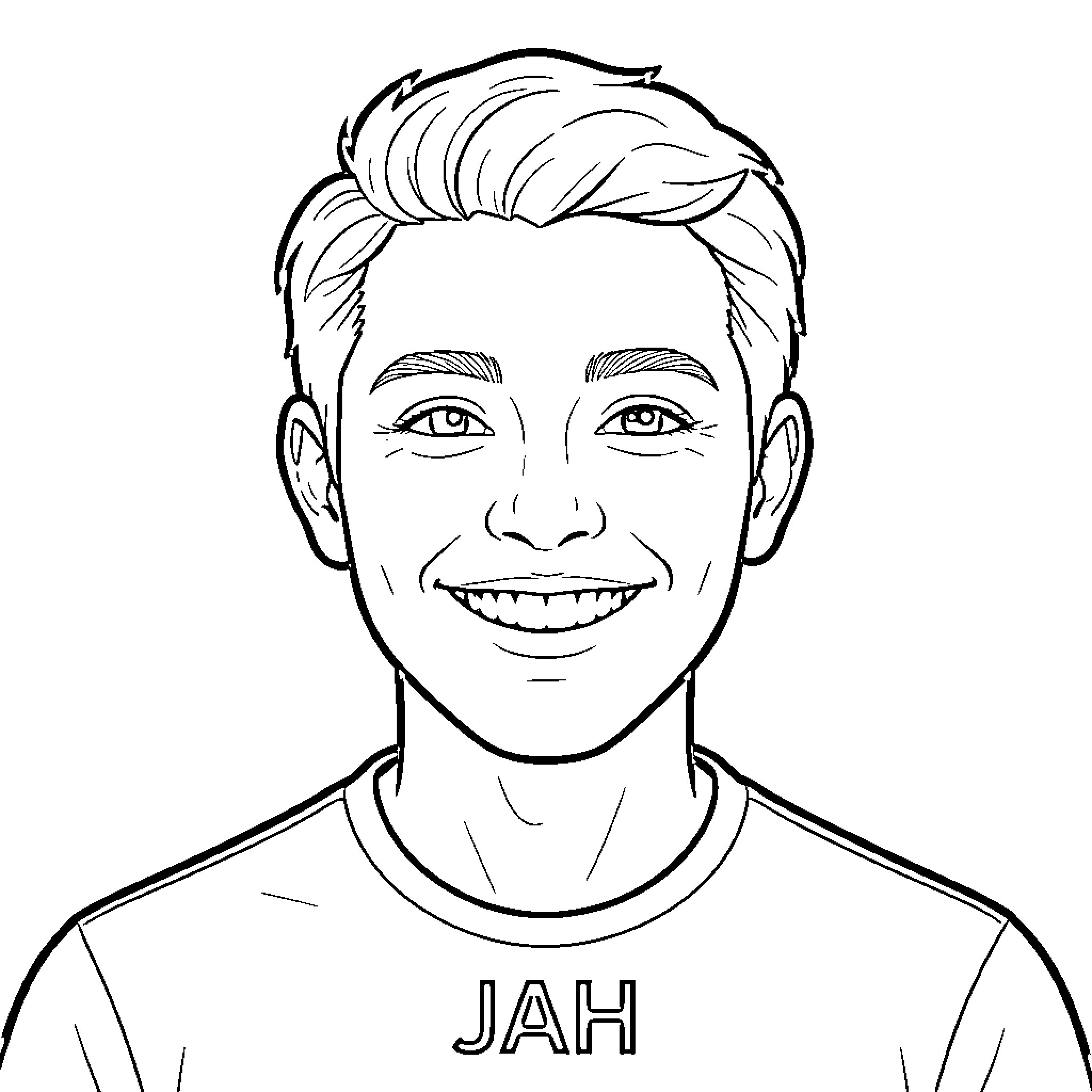 Jah's bright and cheerful portrait Coloring Page (free black-and-white line drawing printable PDF for all, from beginners to advanced learners, including children, teens, adults, and seniors)