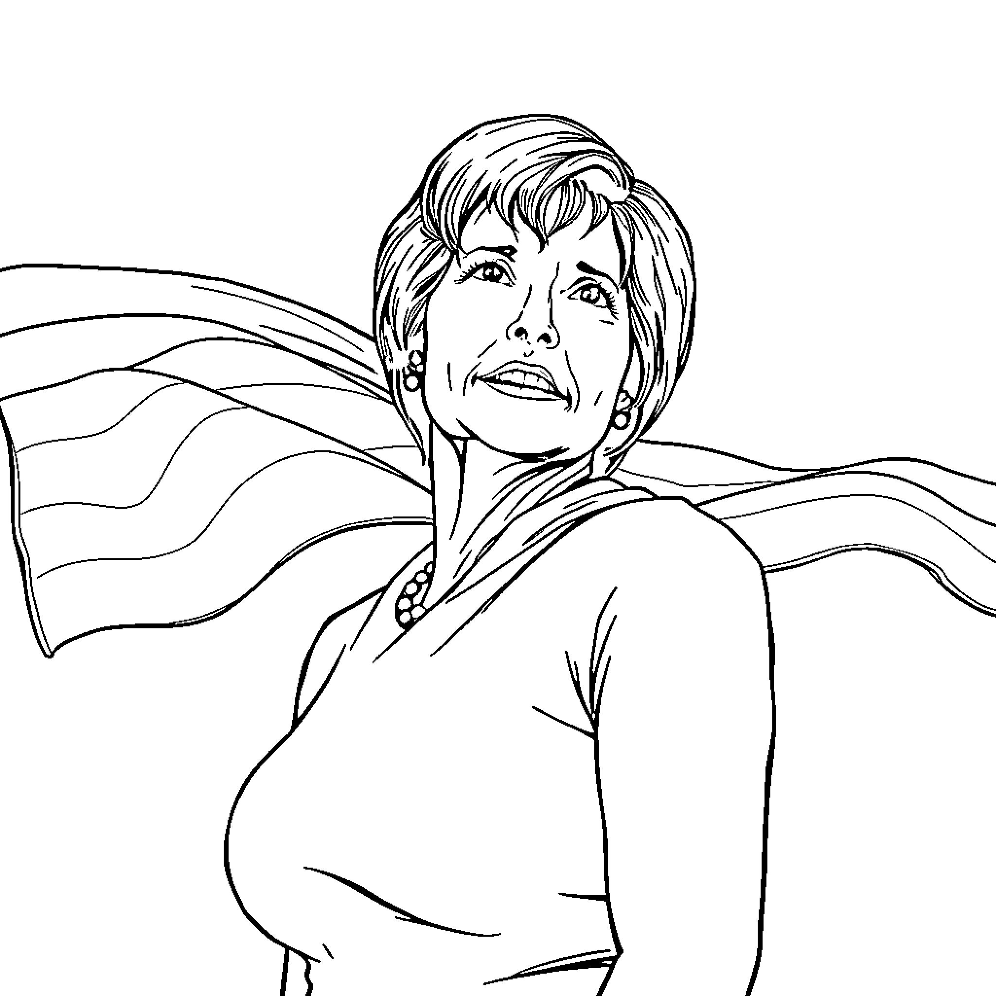 Flag-bearer facing the wind with determination Coloring Page (free black-and-white line drawing printable PDF for all, from beginners to advanced learners, including children, teens, adults, and seniors)