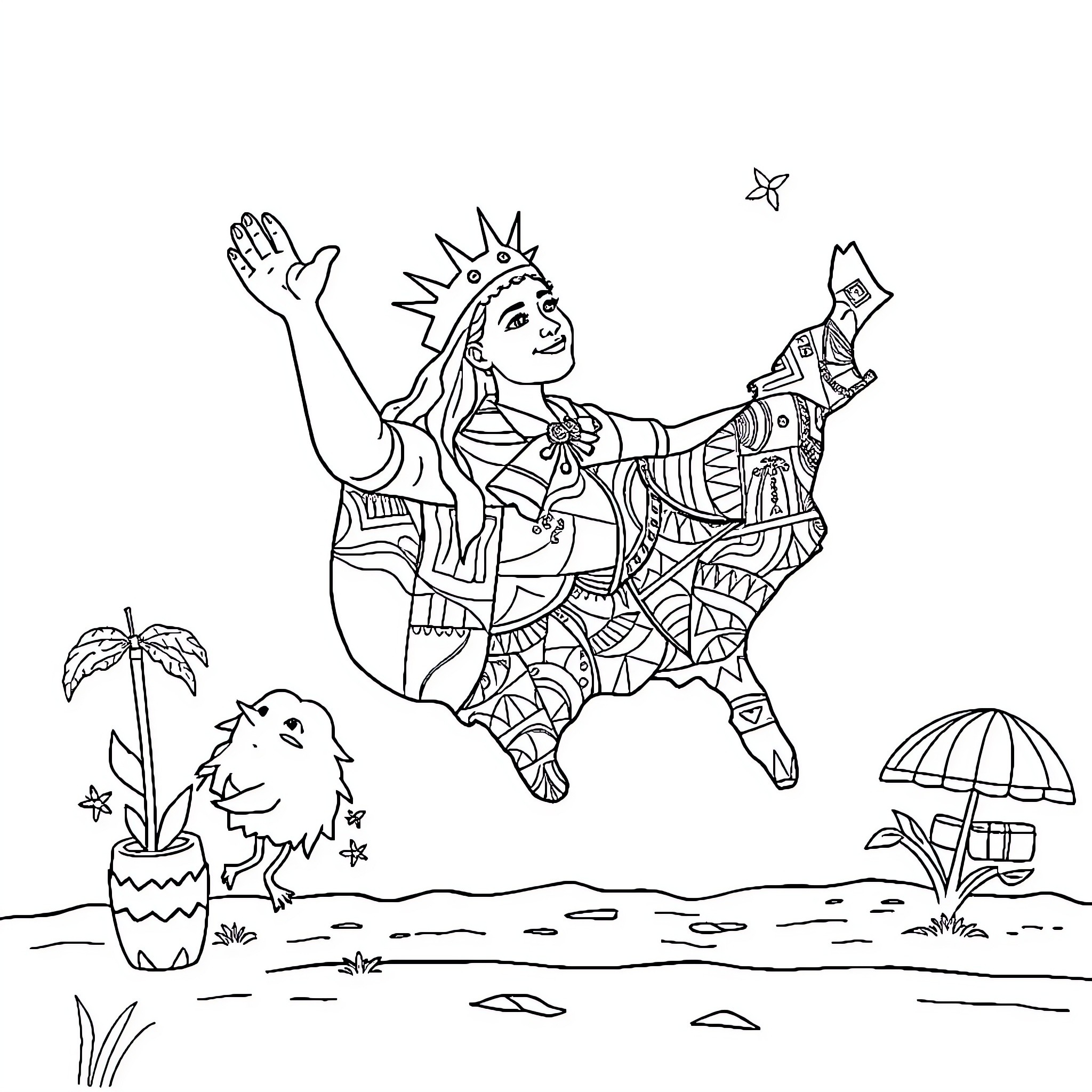 America's Vibrant Festival Celebration Coloring Page (free black-and-white line drawing printable PDF for all, from beginners to advanced learners, including children, teens, adults, and seniors)