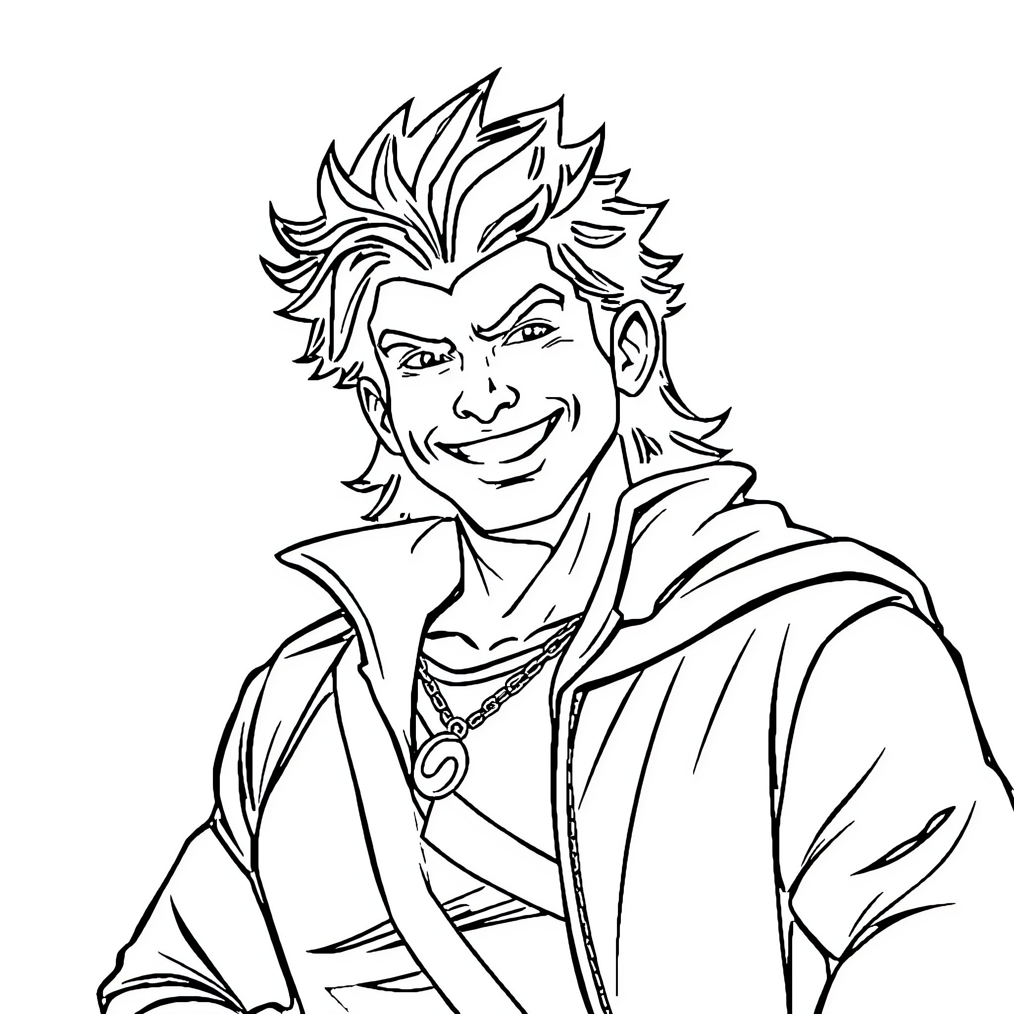 Jacob's Lively Anime-Inspired Portrait Coloring Page (free black-and-white line drawing printable PDF for all, from beginners to advanced learners, including children, teens, adults, and seniors)