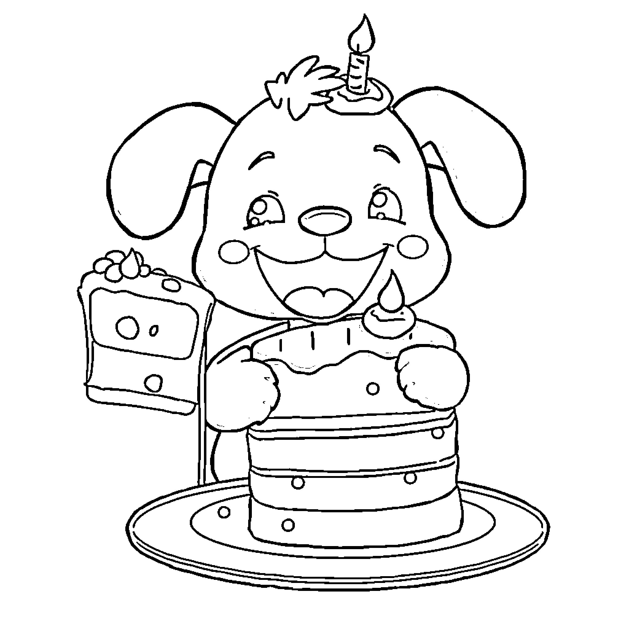 Bluey's Birthday Celebration Coloring Page (free black-and-white line drawing printable PDF for all, from beginners to advanced learners, including children, teens, adults, and seniors)