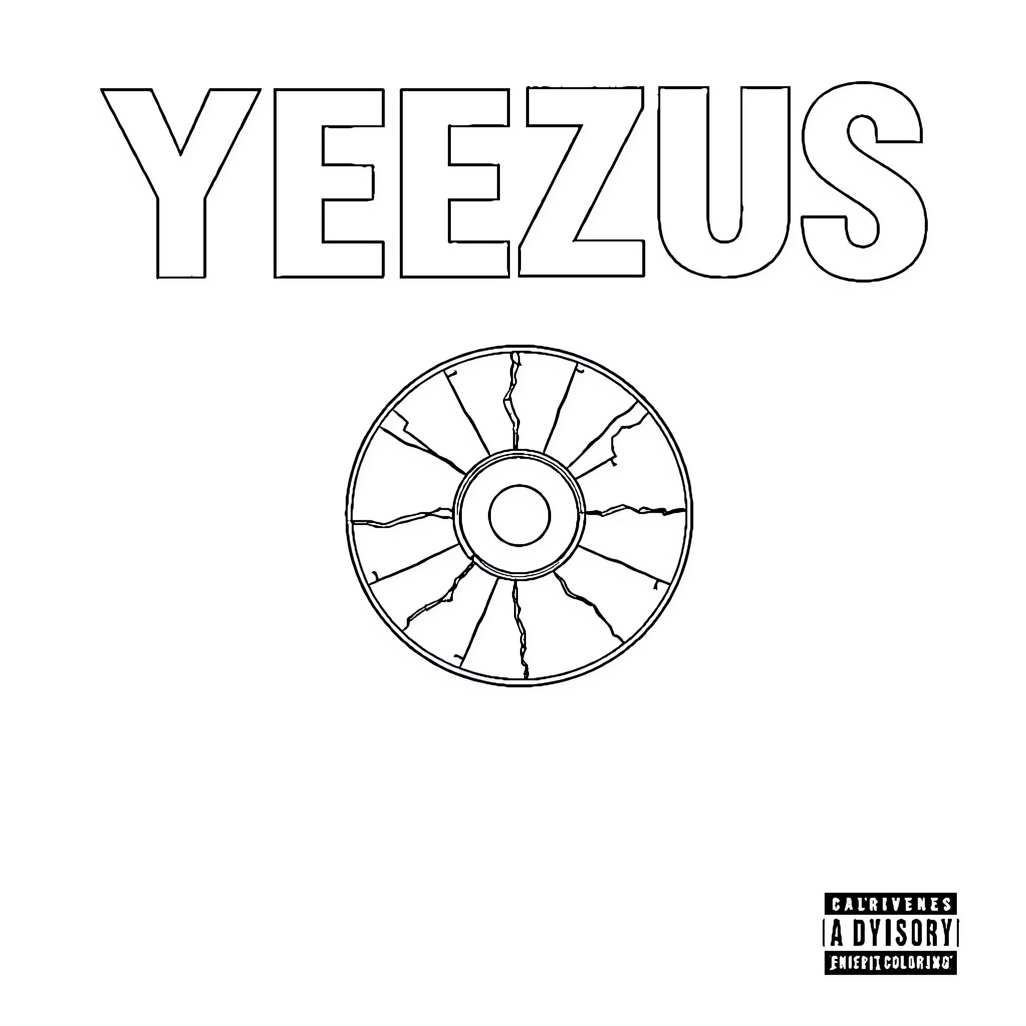 Kanye West's 'YEEZUS' album cover design Coloring Page (free black-and-white line drawing printable PDF for all, from beginners to advanced learners, including children, teens, adults, and seniors)