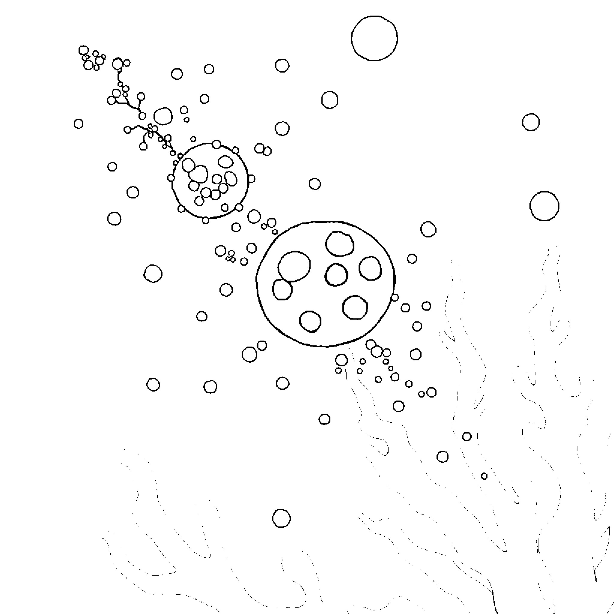 Phytoplankton floating in the ocean Coloring Page (free black-and-white line drawing printable PDF for all, from beginners to advanced learners, including children, teens, adults, and seniors)