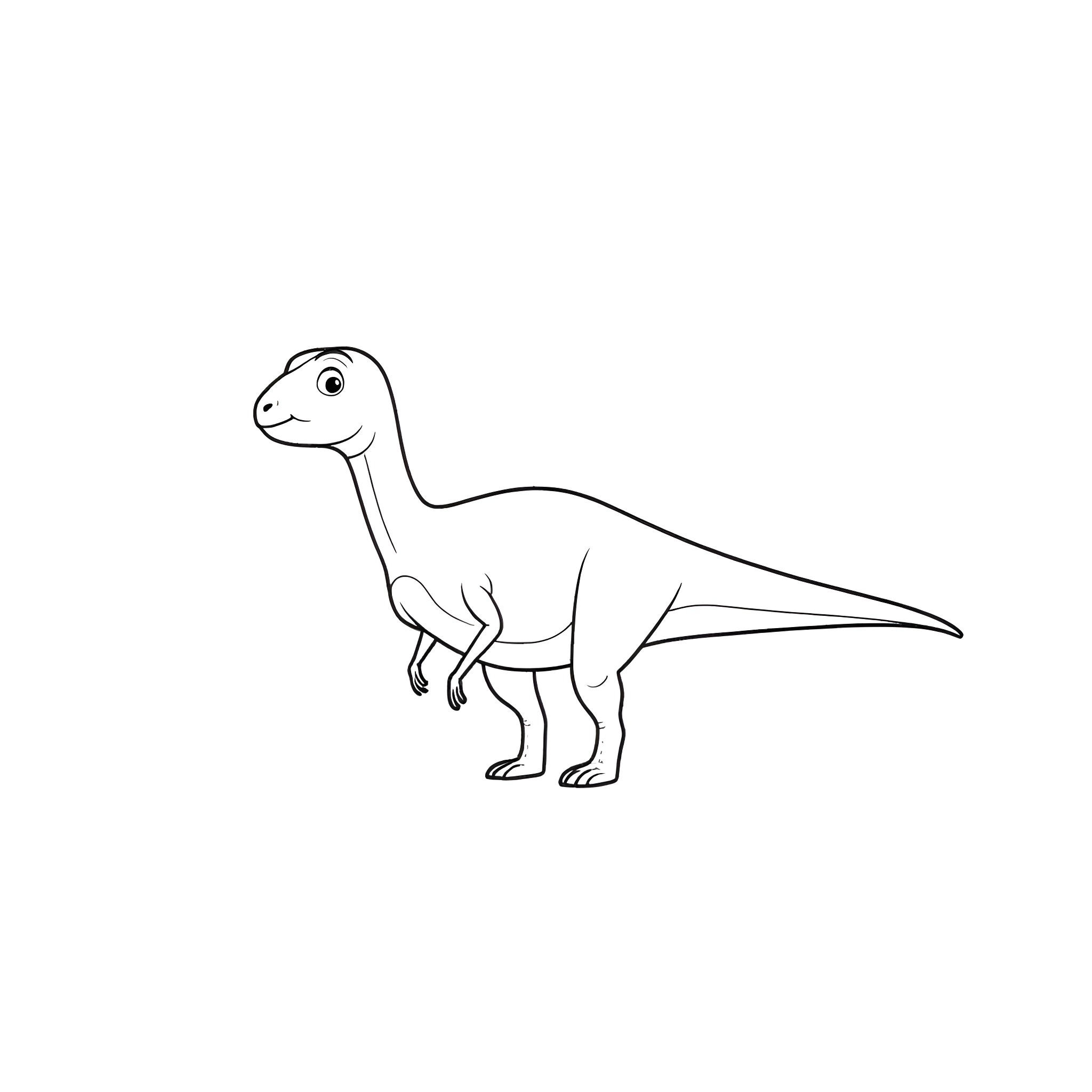 Velociraptor in a simple outline illustration Coloring Page (free black-and-white line drawing printable PDF for all, from beginners to advanced learners, including children, teens, adults, and seniors)