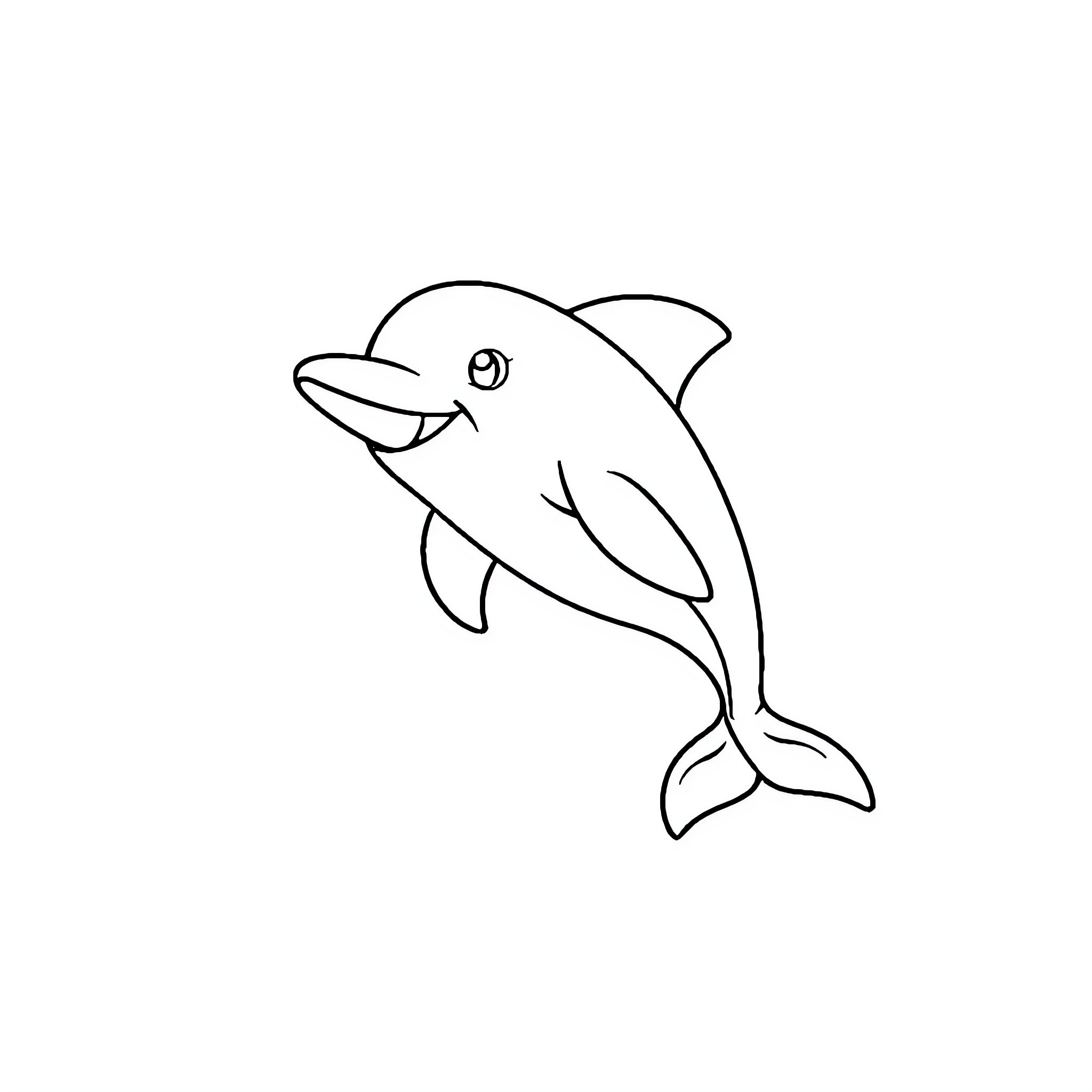 Dolphin swimming playfully Coloring Page (free black-and-white line drawing printable PDF for all, from beginners to advanced learners, including children, teens, adults, and seniors)
