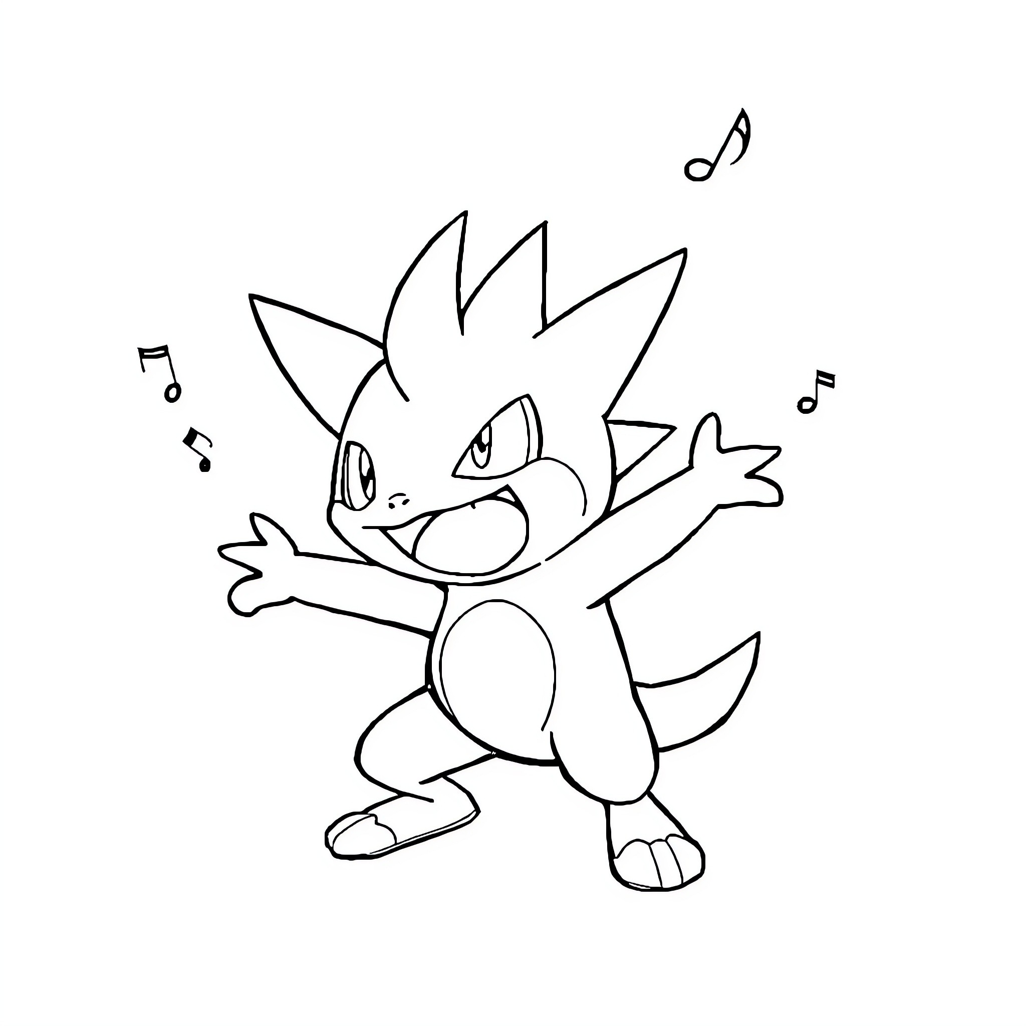 Scraggy dancing to lively music Coloring Page (free black-and-white line drawing printable PDF for all, from beginners to advanced learners, including children, teens, adults, and seniors)