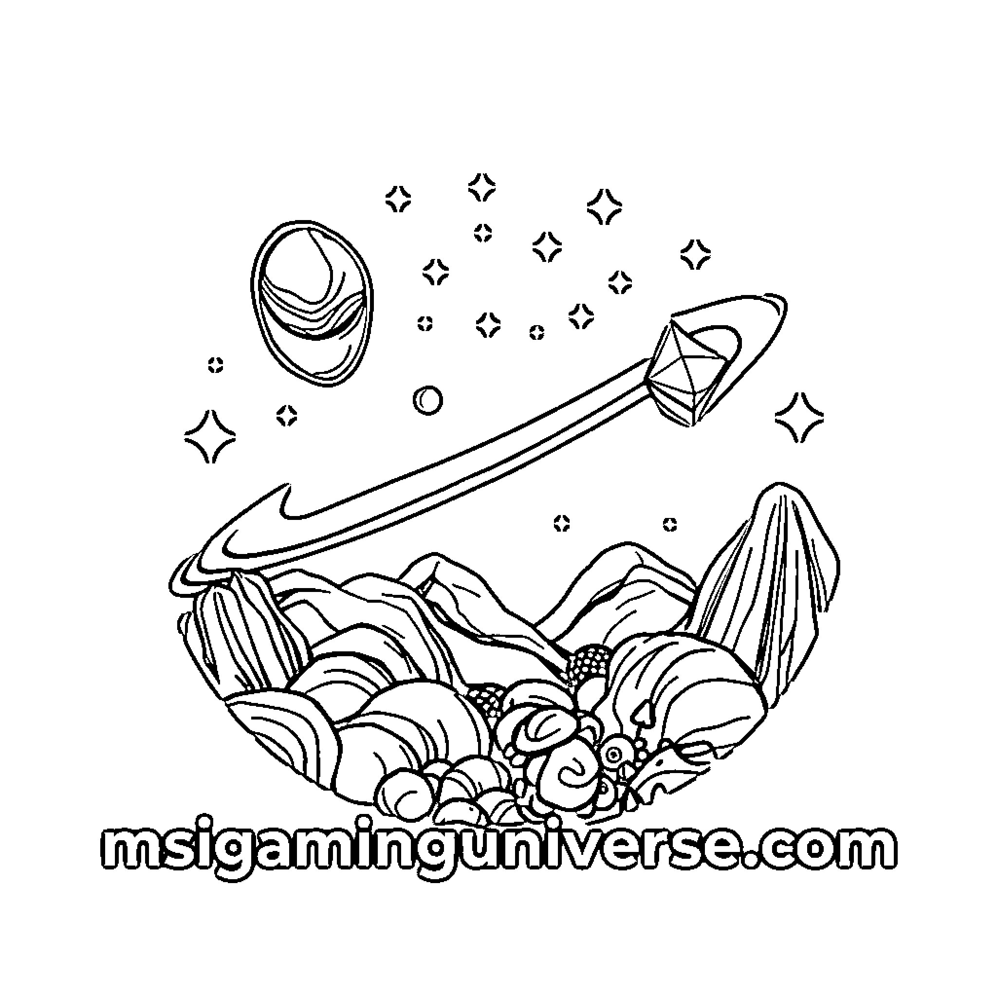 Logo for Cosmic Landscape Adventure Coloring Page (free black-and-white line drawing printable PDF for all, from beginners to advanced learners, including children, teens, adults, and seniors)