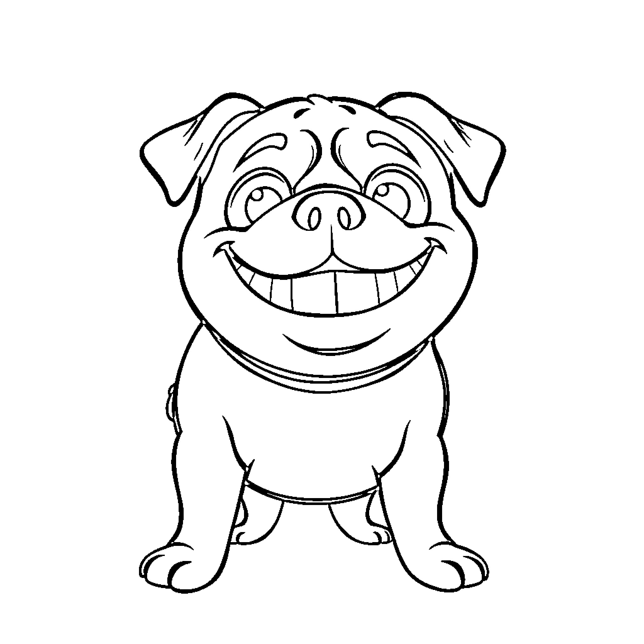 Pig with a Cheerful Expression Coloring Page (free black-and-white line drawing printable PDF for all, from beginners to advanced learners, including children, teens, adults, and seniors)