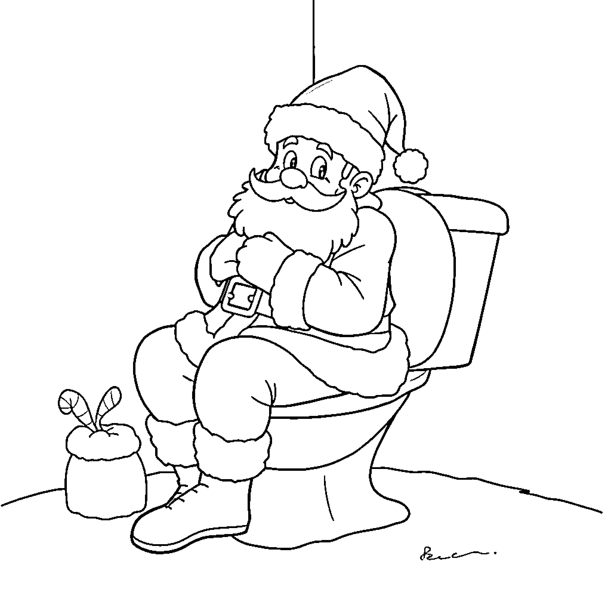 Santa Resting in His Chair Coloring Page (free black-and-white line drawing printable PDF for all, from beginners to advanced learners, including children, teens, adults, and seniors)
