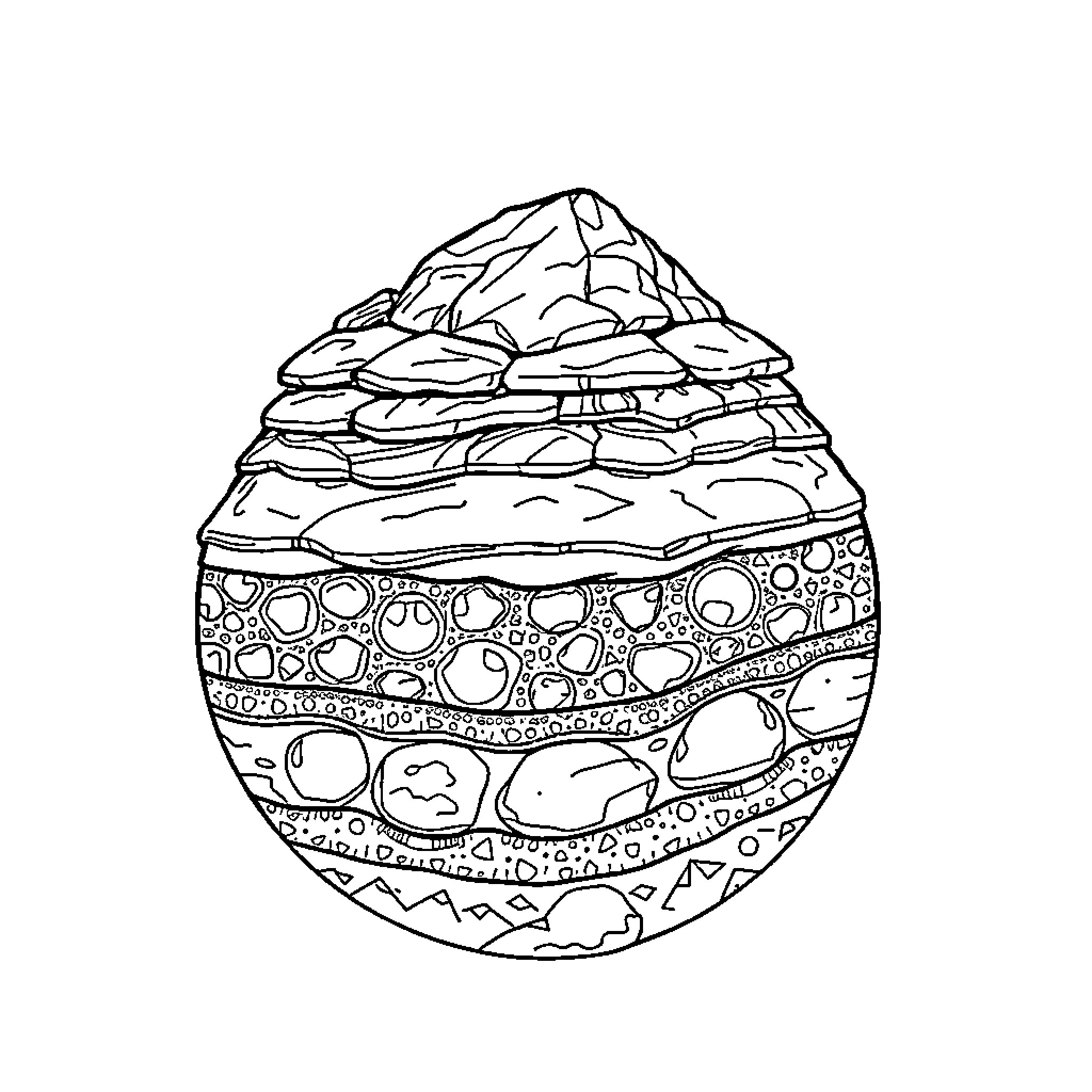 Earth's Geological Wonders Depicted in Intricate Artwork Coloring Page (free black-and-white line drawing printable PDF for all, from beginners to advanced learners, including children, teens, adults, and seniors)
