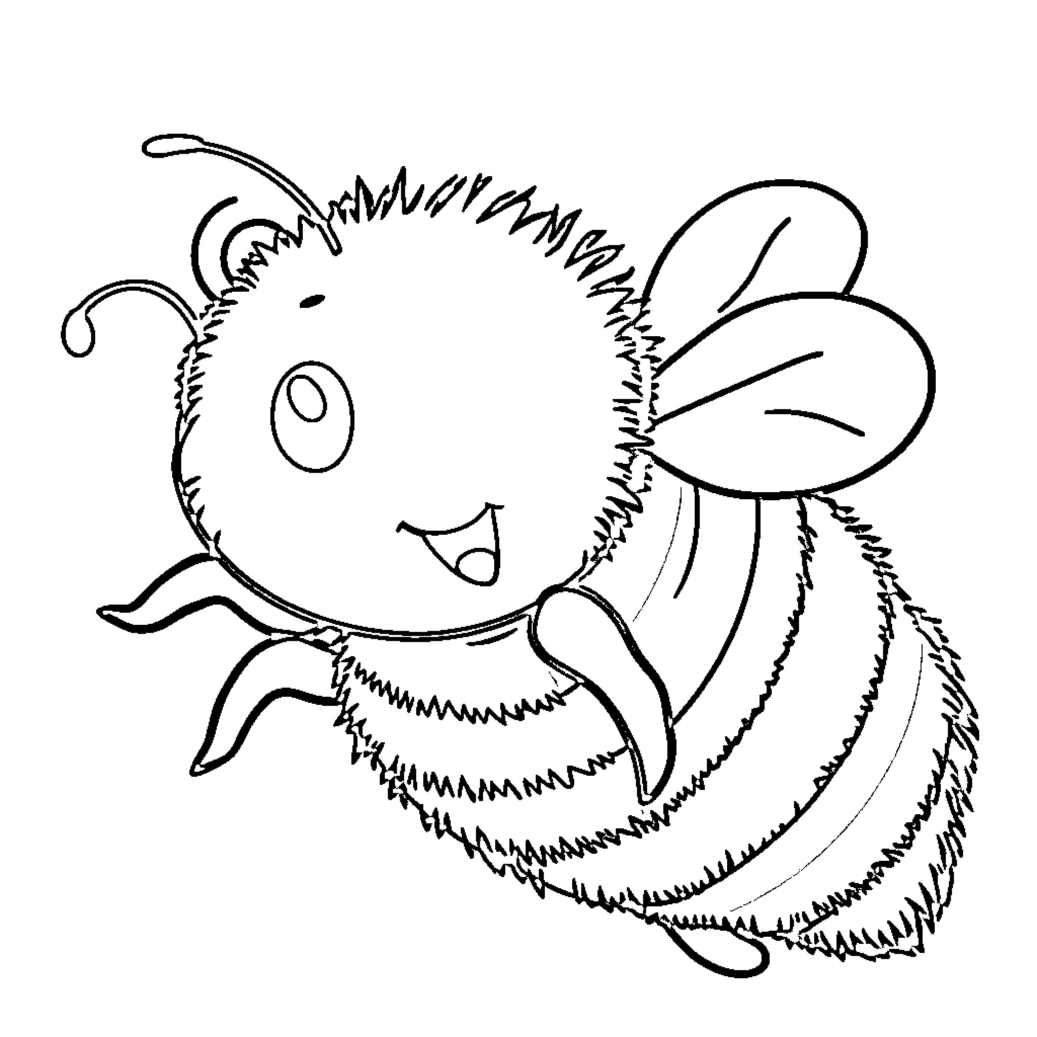 Bumblebee enjoying its flight Coloring Page (free black-and-white line drawing printable PDF for all, from beginners to advanced learners, including children, teens, adults, and seniors)